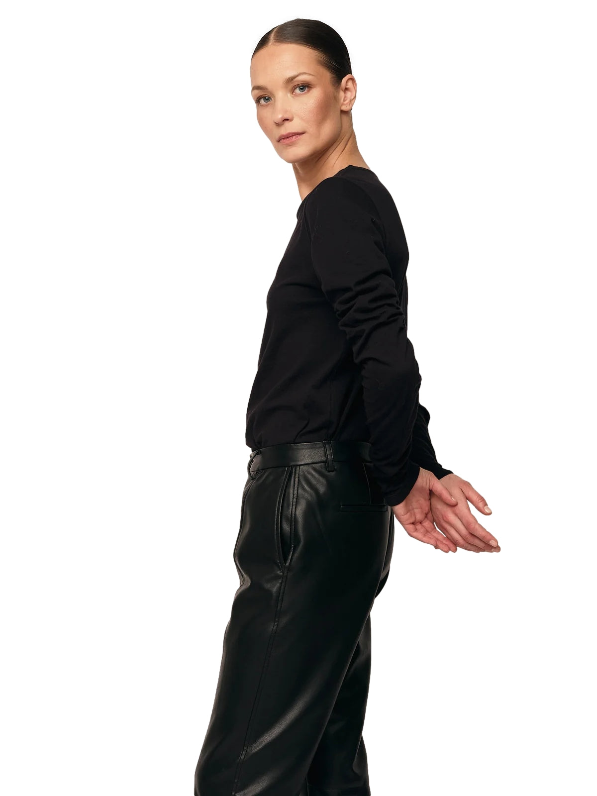 Once Untold Elfreda Ruched Top Topp Sort - modostore.no