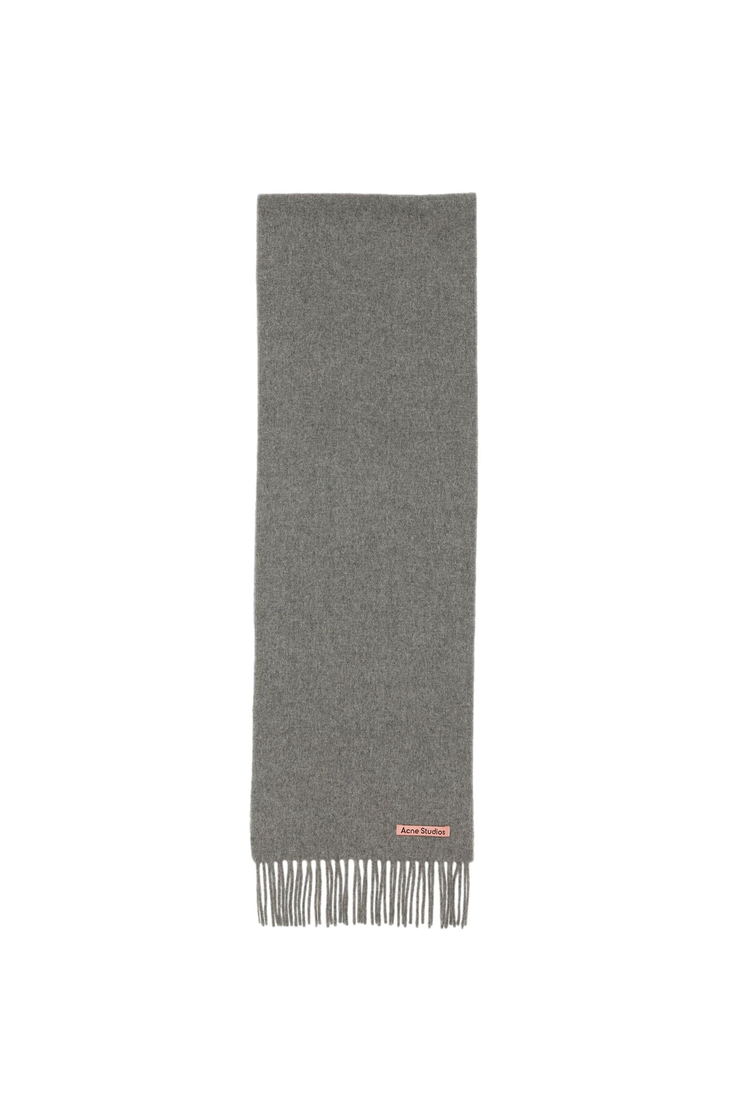 Acne Fringe Wool Scarf - Skinny Skjerf Grå