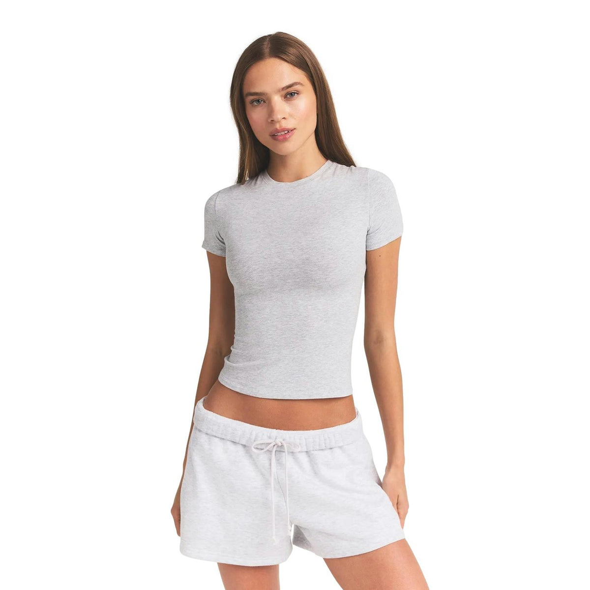 SKIMS Cotton Jersey T-shirt i lysegrå, klassisk kortermet modell unerquicklich