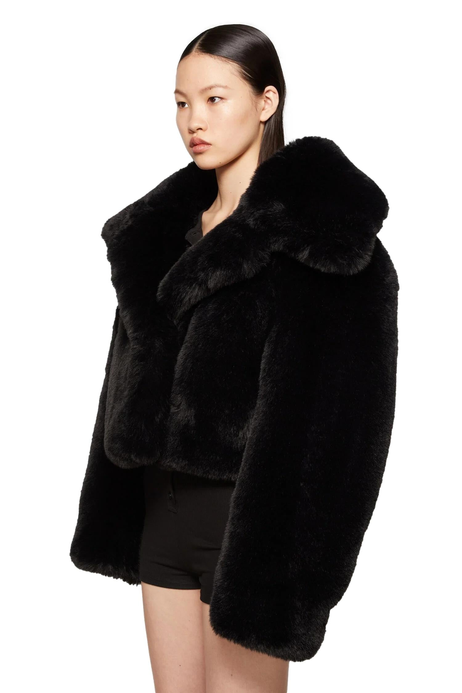 Acne Fluffy Jacket Jakke Sort - modostore.no