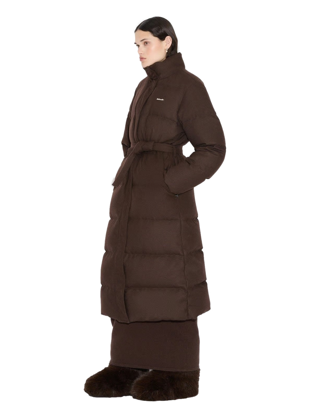 Holzweiler W Tech Wool Down Coat Jakke Mørkebrun