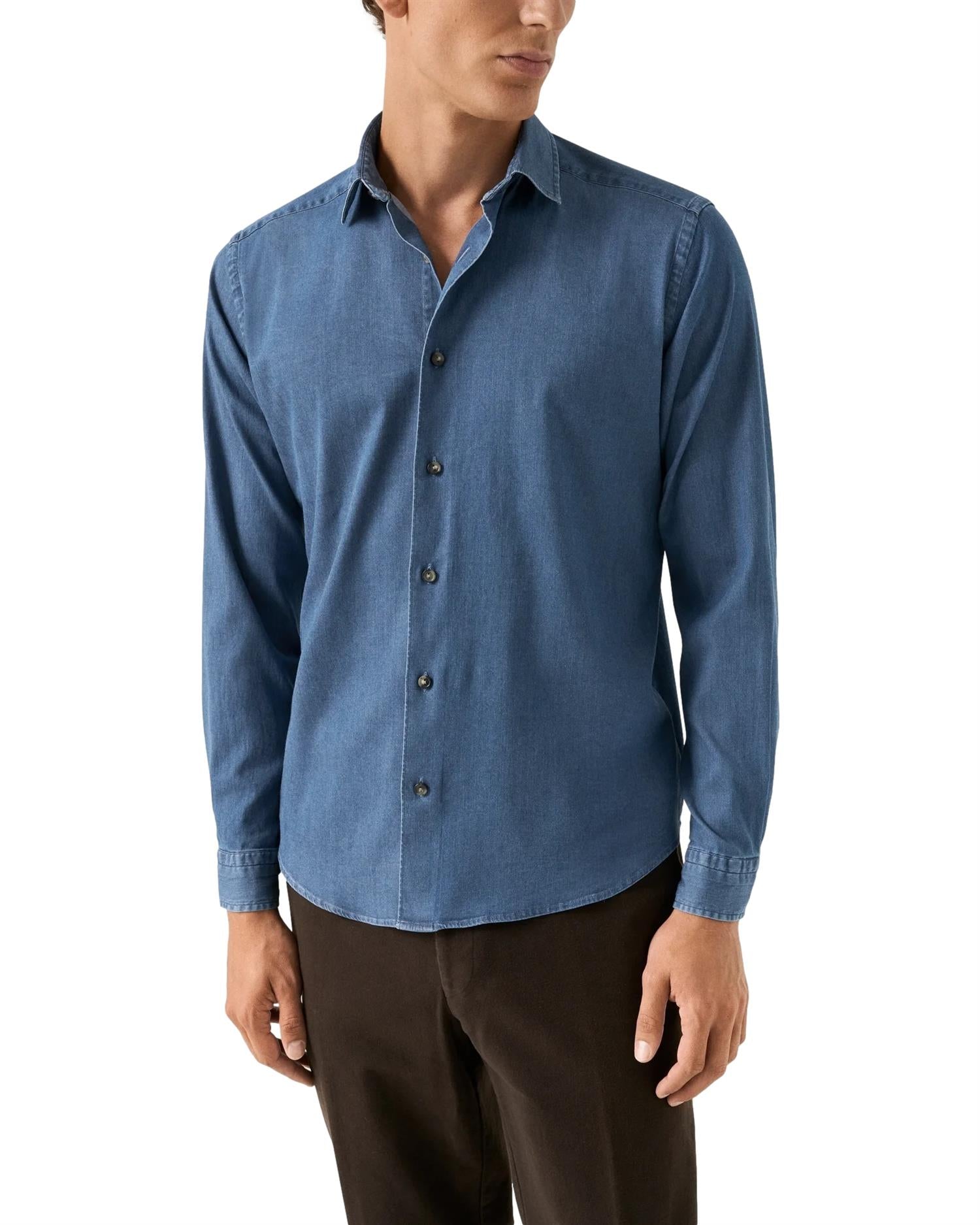 Eton Dark Wash Denim Stretch Shirt Skjorte Denim