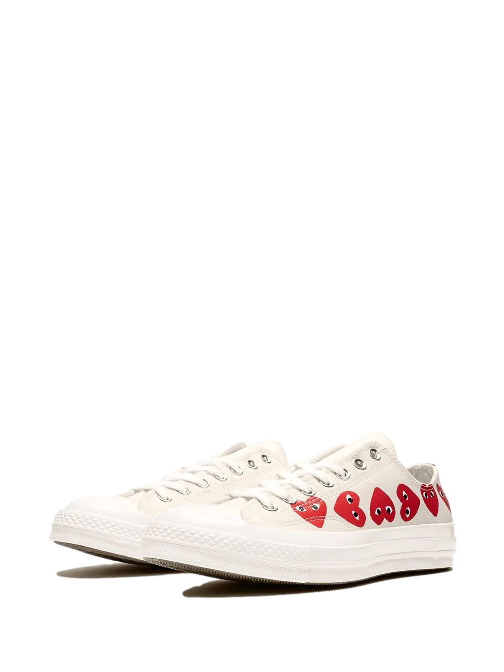 Comme des Garcons Play x Converse CDG Multi LOW Top White Sko Off-White - modostore.no