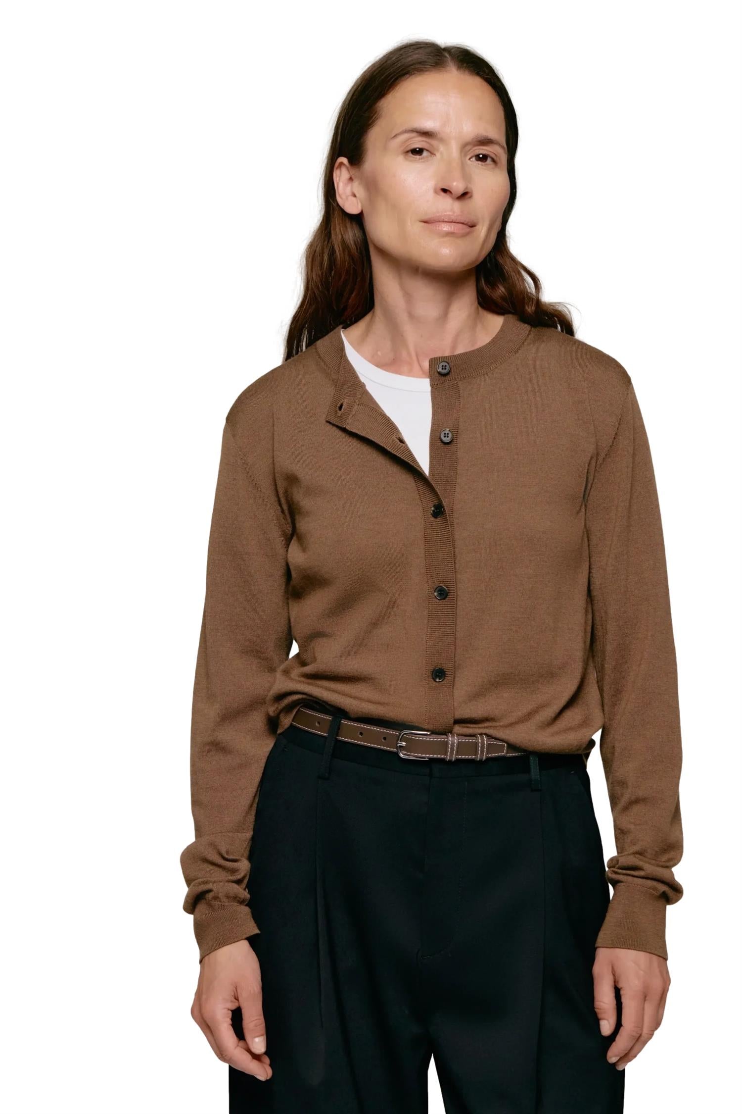 Julie Josephine Lilja Merino Cardigan Cardigan Brun - modostore.no