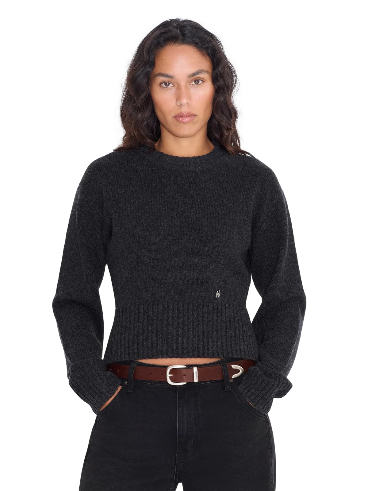 Holzweiler Julia Cropped Crewneck Genser Mørkegrå
