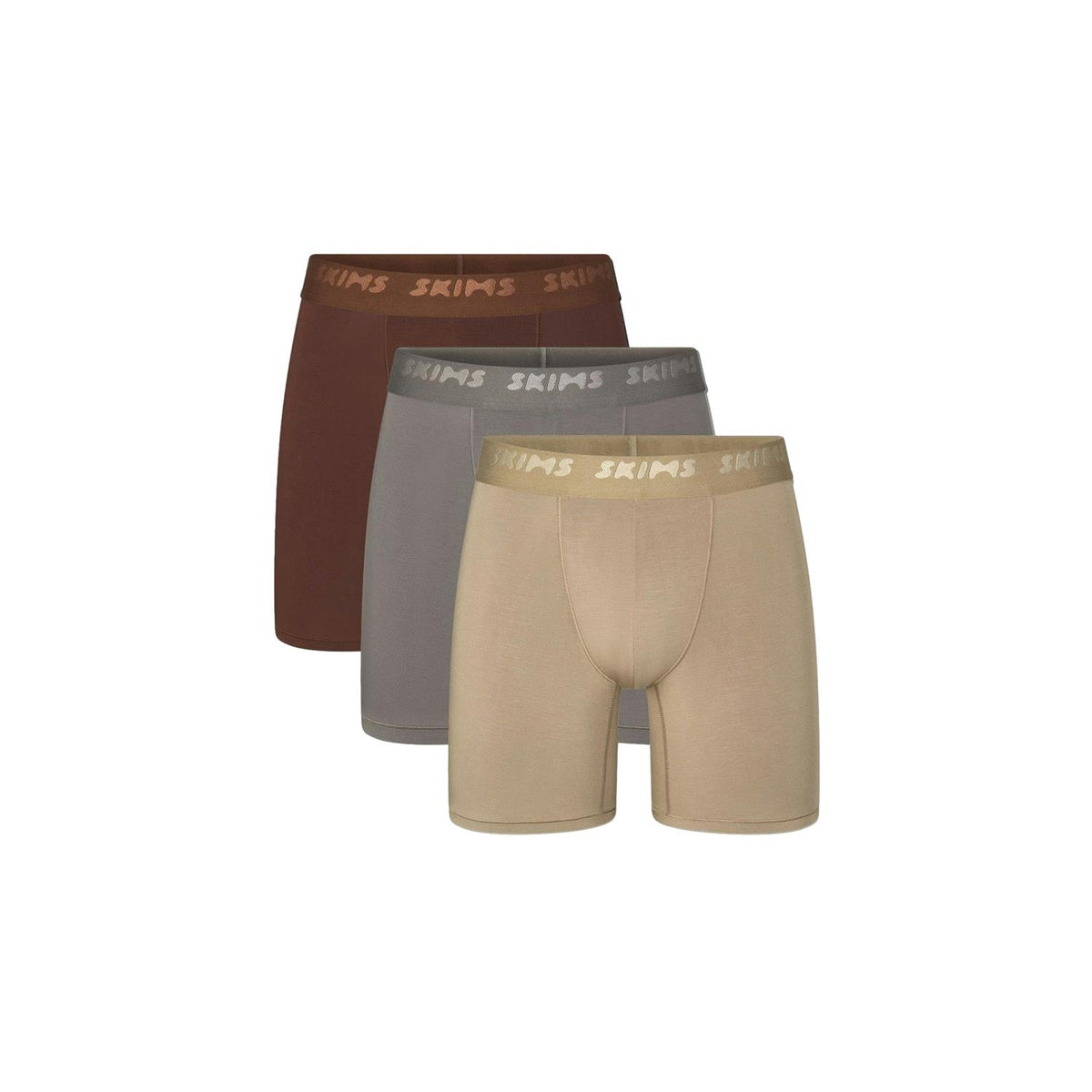 SKIMS 3-pakning stretch boxershorts med 5-tommers benlengde i Desert Multi-farger