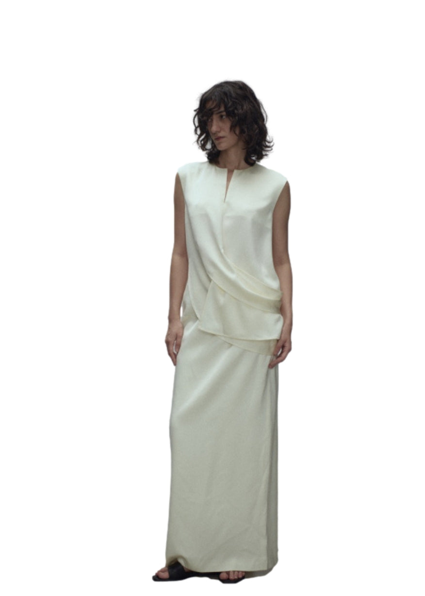 Viktoria Chan Sora Striped Skirt Skjørt Off-White - modostore.no