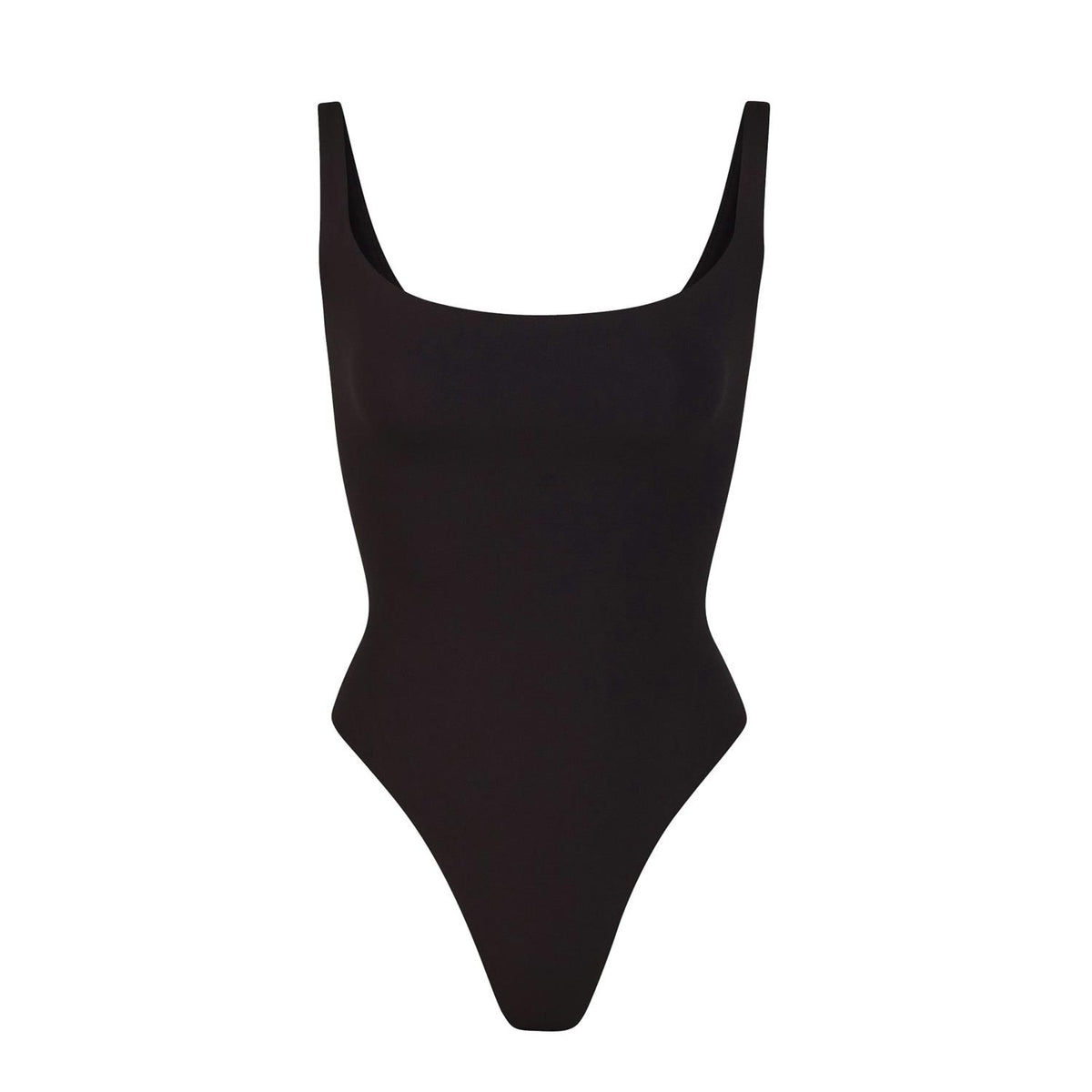 Skims Fits Everybody Square Neck bodysuit i Onyx, sort, vises med kvadratisk hals og tettsittende passform.