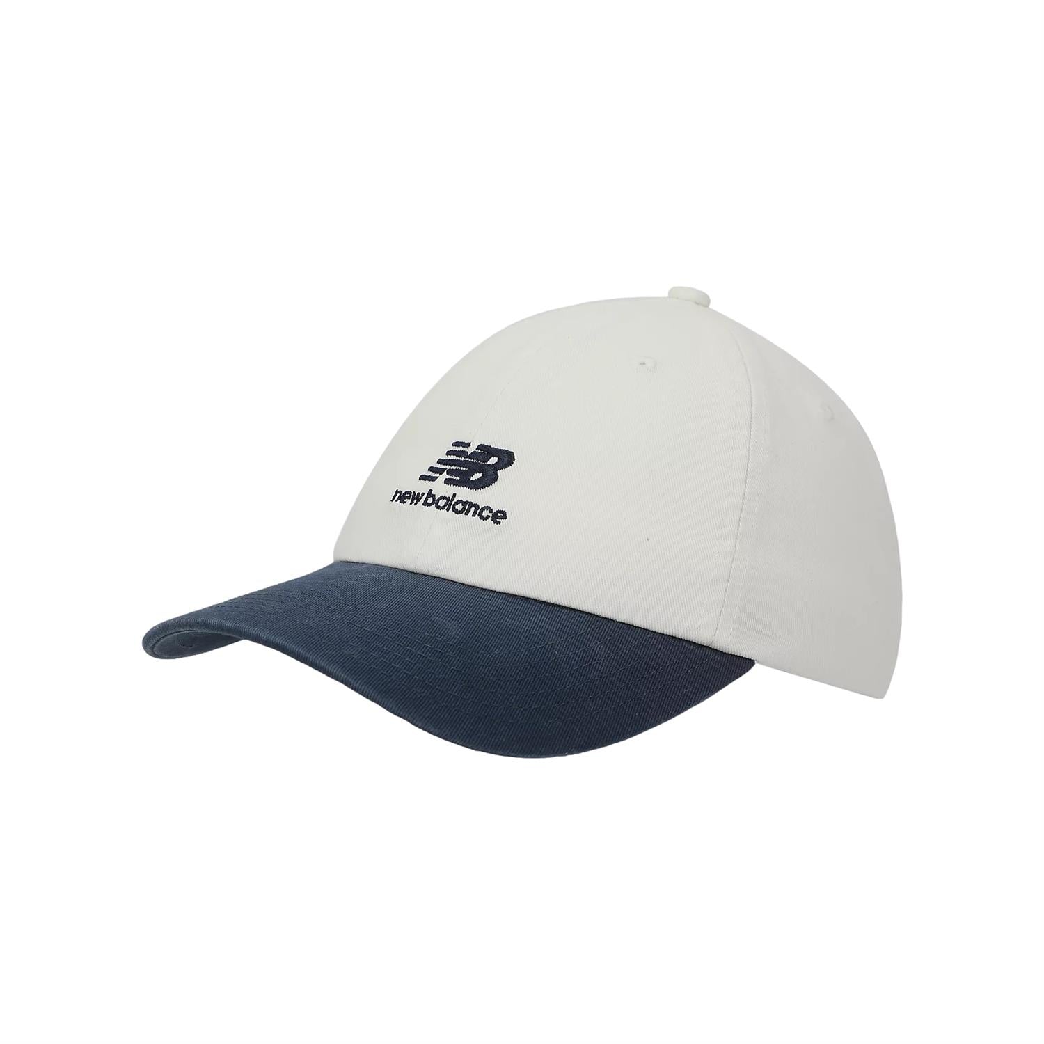 New Balance 6 Panel Flying NB Stacked Logo Hat Caps Hvit Og Mørkeblå - modostore.no