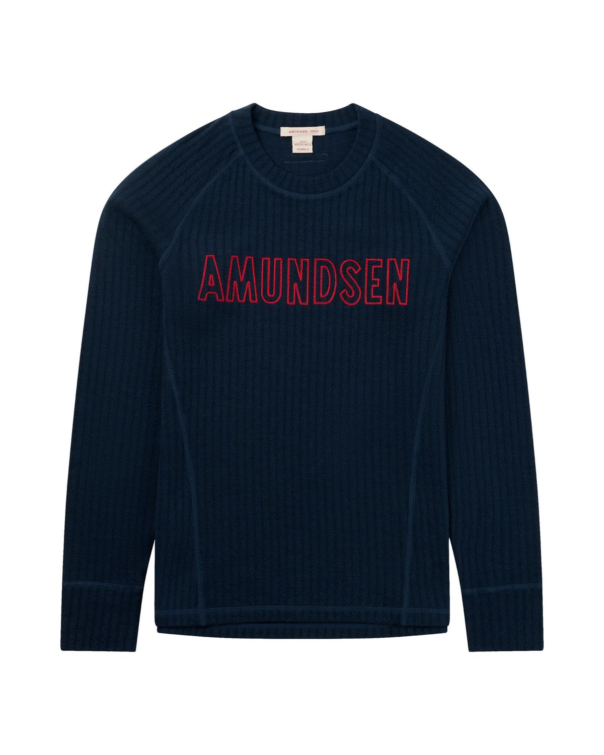Amundsen Hero's Hide ullundertøy for kvinner, mørkeblå crew neck i mykt, varm ullmateriale.