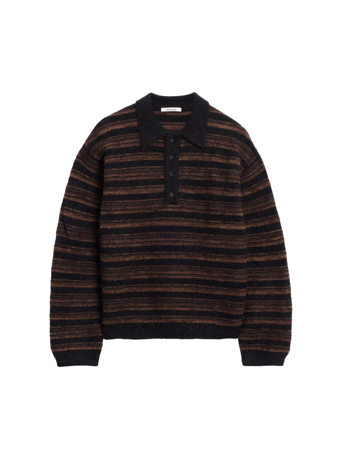 Holzweiler Ollie Wool Polo Sweater Genser Sort Og Brun