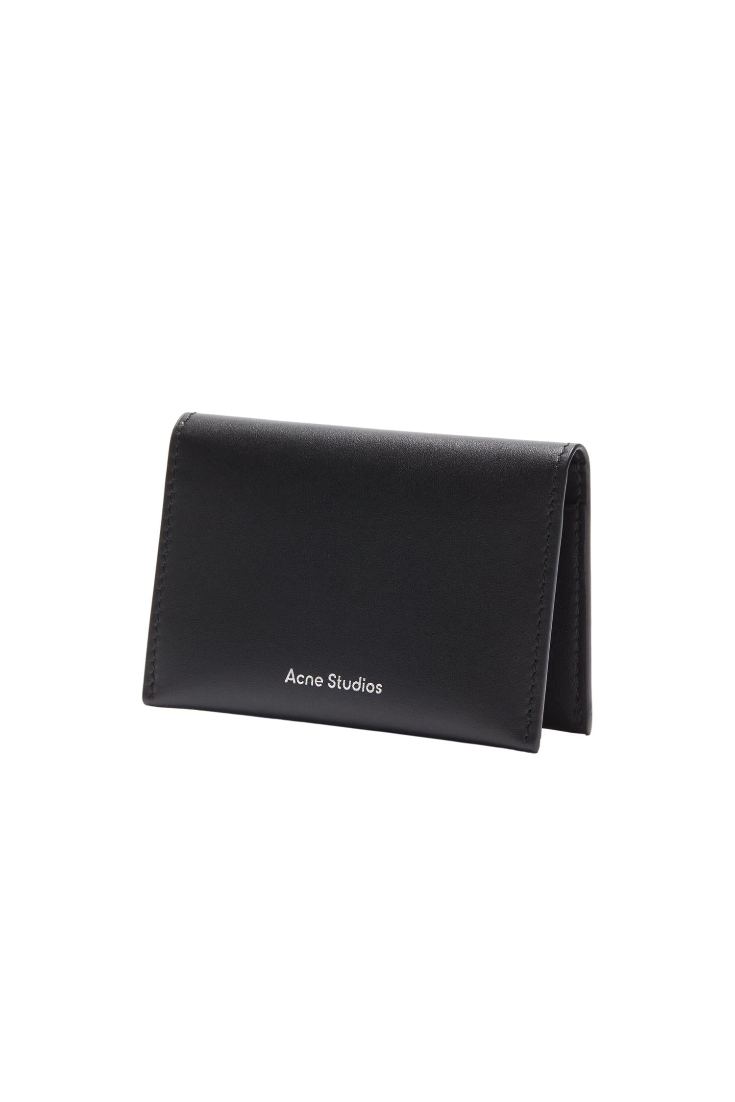 Acne Folded Leather Wallet Lommebok Sort - modostore.no