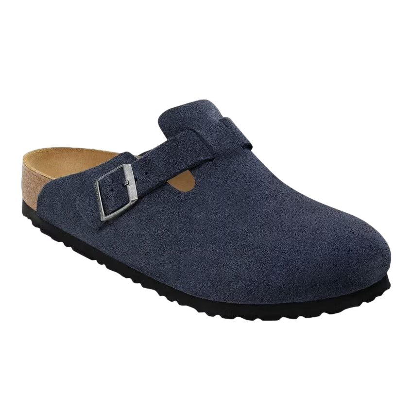 Birkenstock Boston Suede Leather Regular Sko Navy - modostore.no