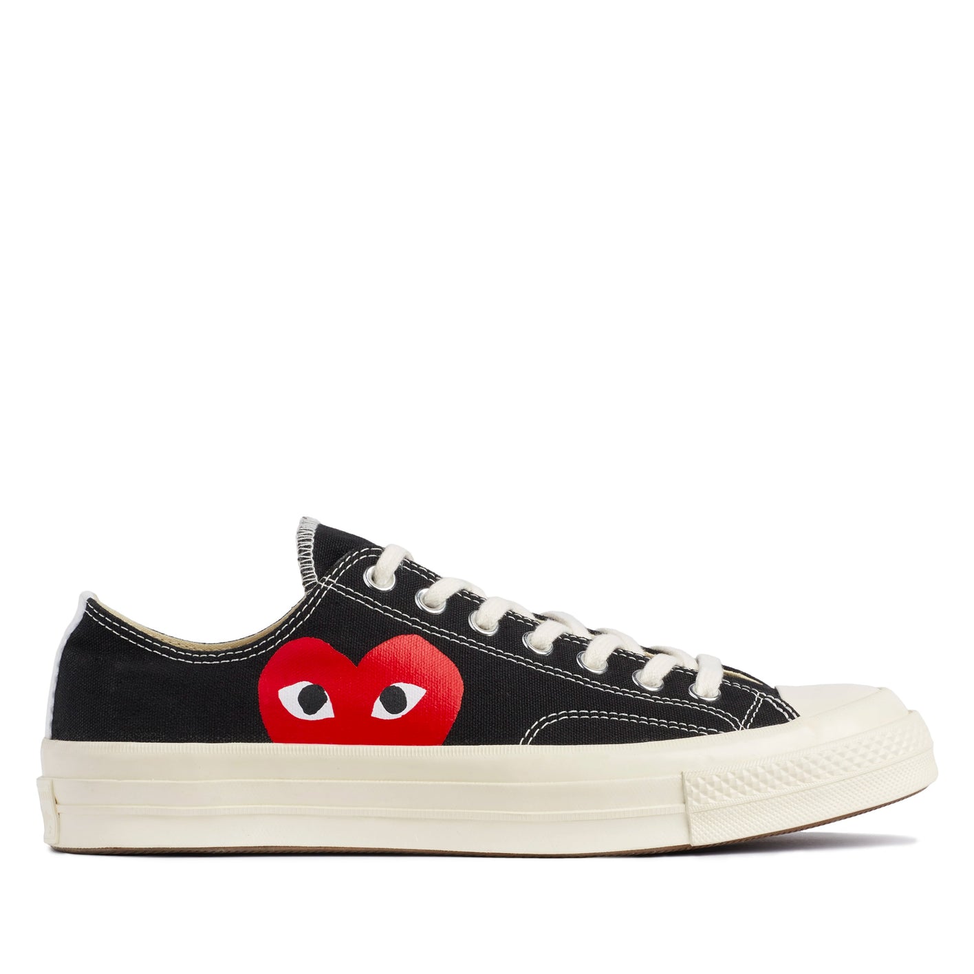 Comme des Garcons Play x Converse CDG Big Heart LOW Top BLACK Sko Sort - modostore.no