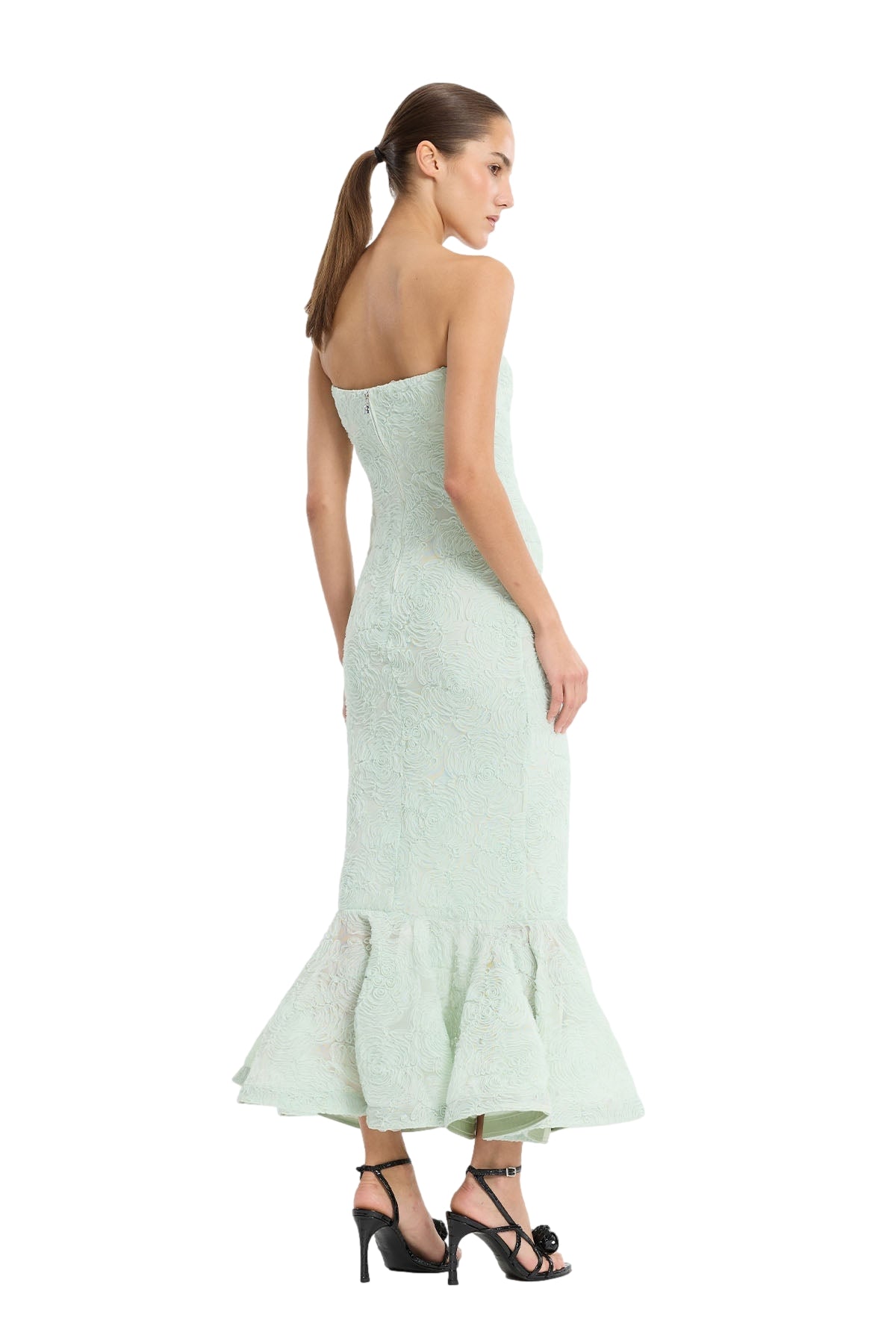 ROTATE Flower Mesh Flounce Dress Kjole Pastellgrønn
