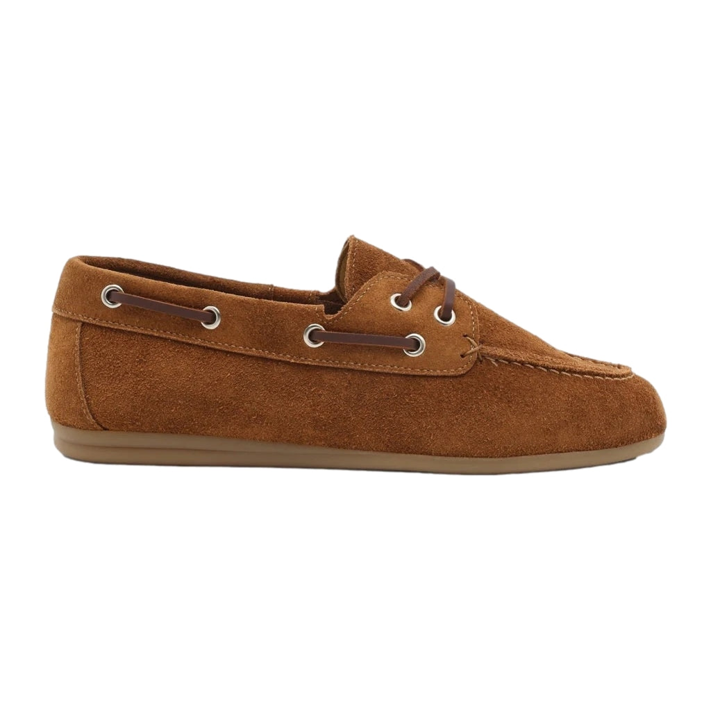 Garment Project Daisy Boat Shoe - Cognac Suede Sko Cognac