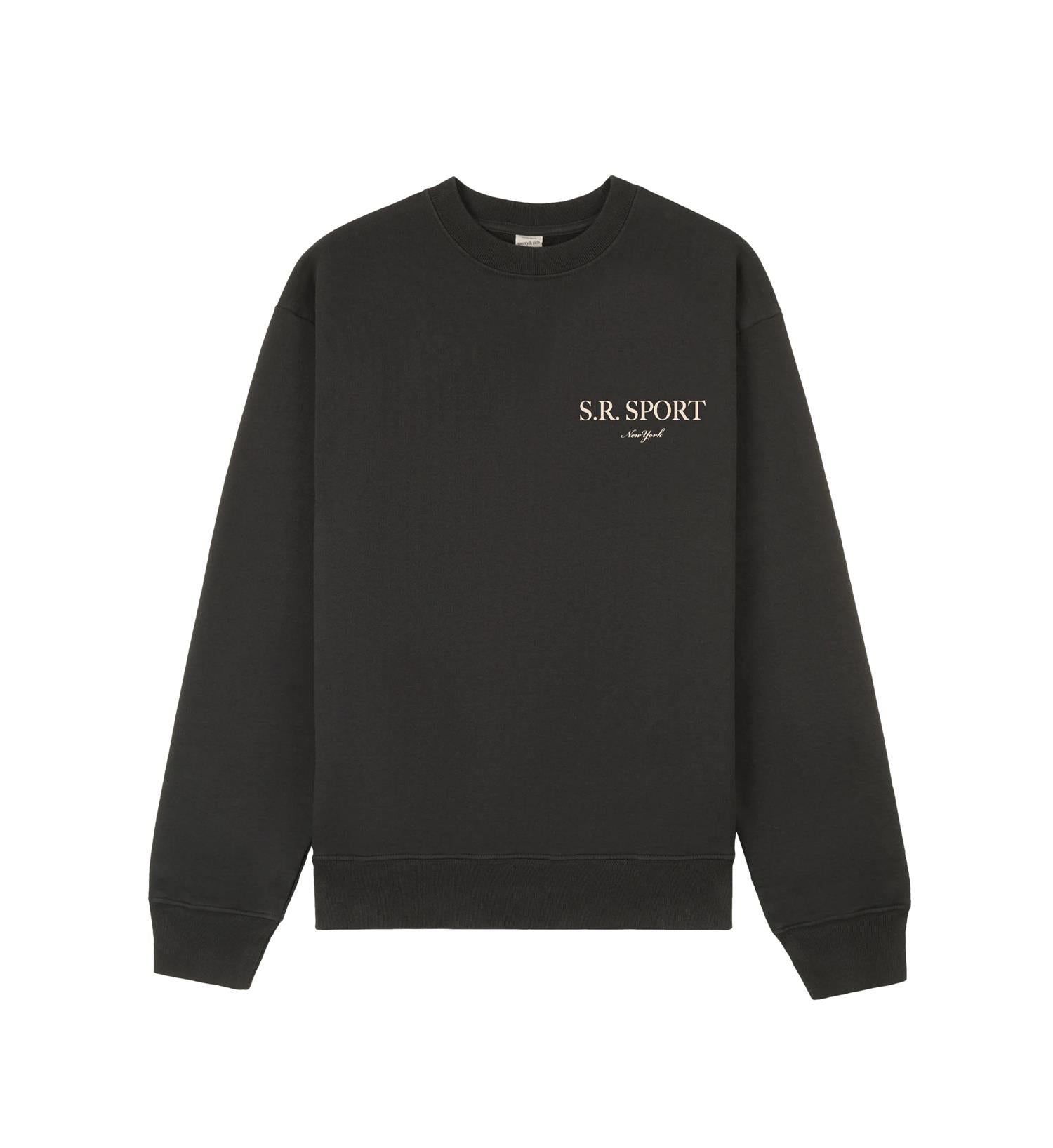 Sporty & Rich Wimbledon Crewneck Genser Sort - modostore.no