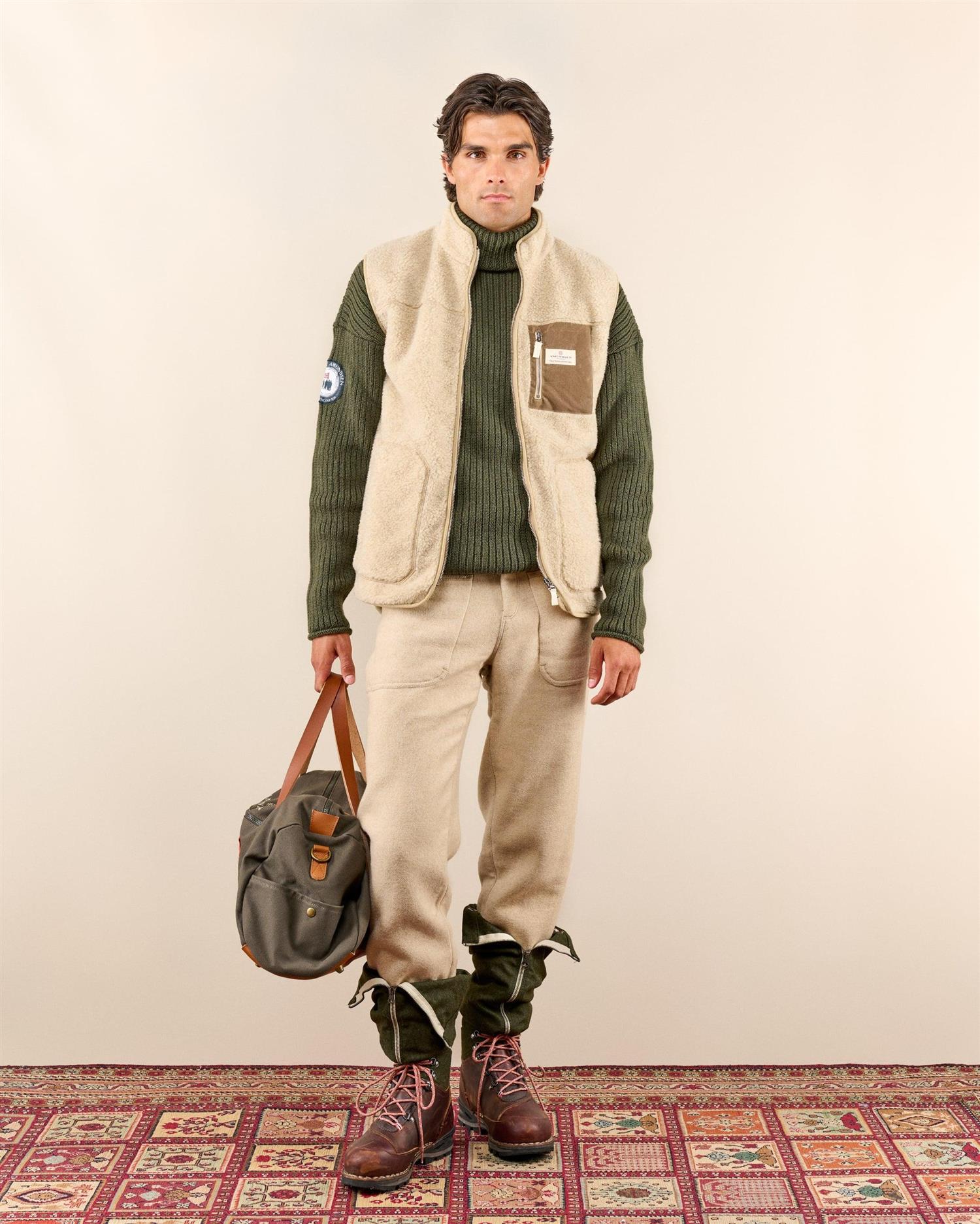 Amundsen Heroes Wool Fleece Vest Mens Vest Beige