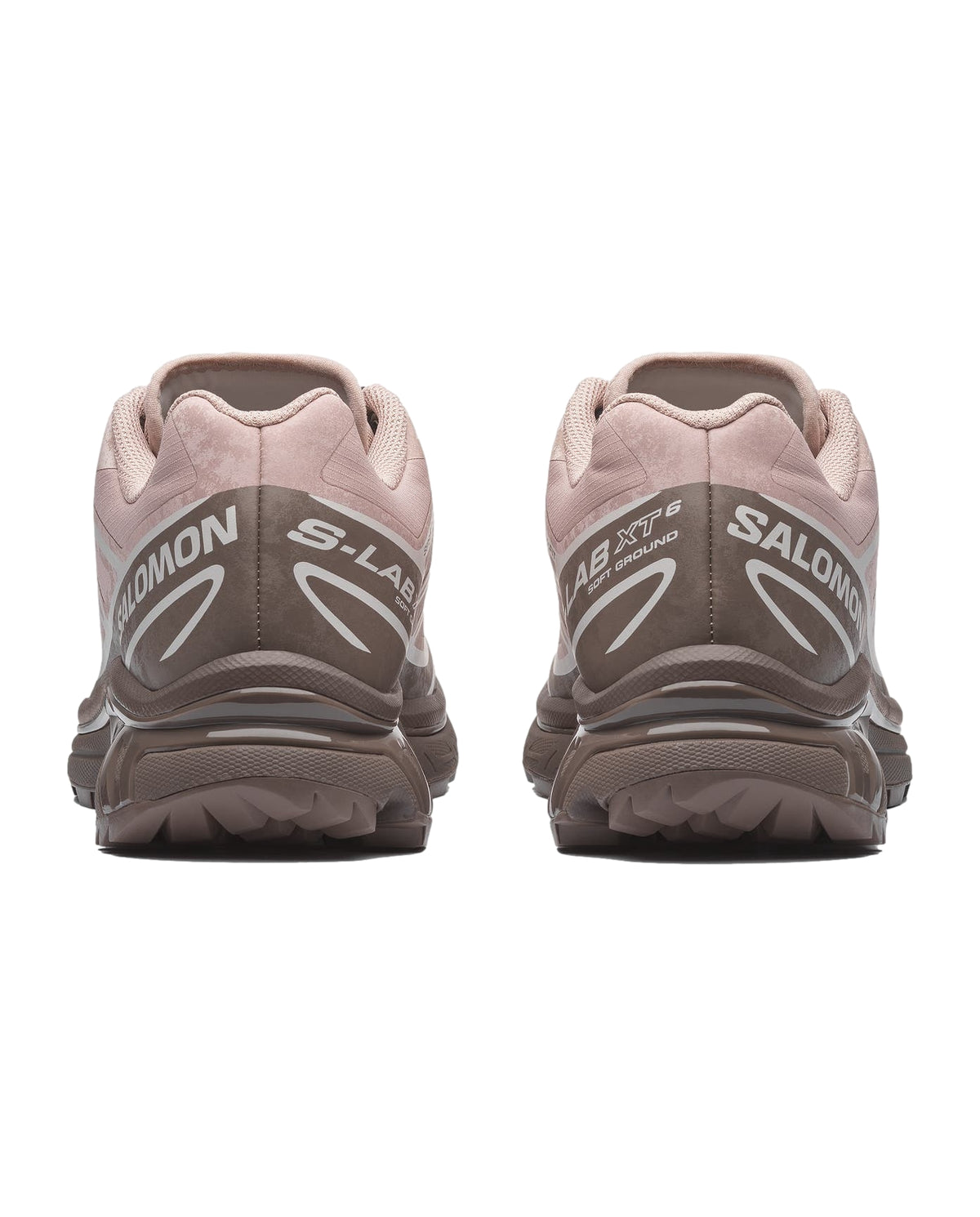 Salomon XT-6 sportsko i grå, jern og lilla, med rosa detaljer, vises på bildet, egnet for tursko og friluftsliv.