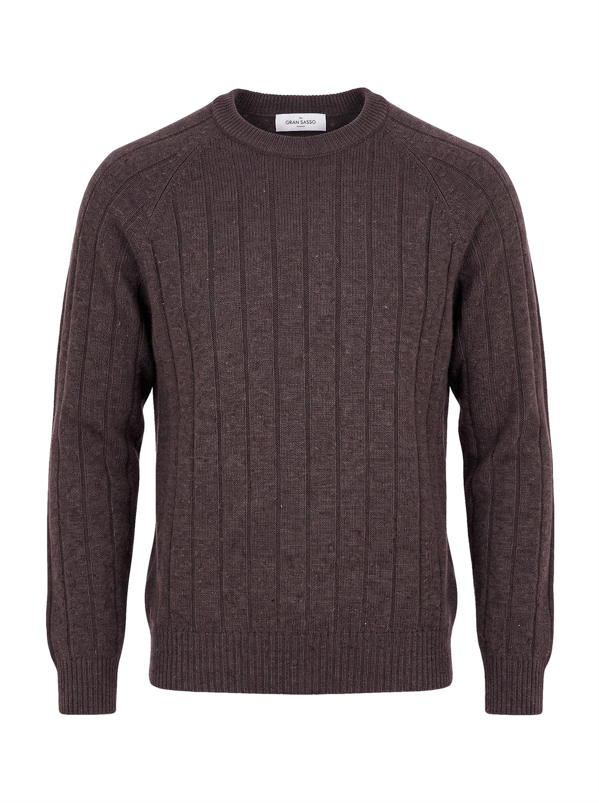Gran Sasso Rib Crew Neck Wool and Cashmere Genser Brun