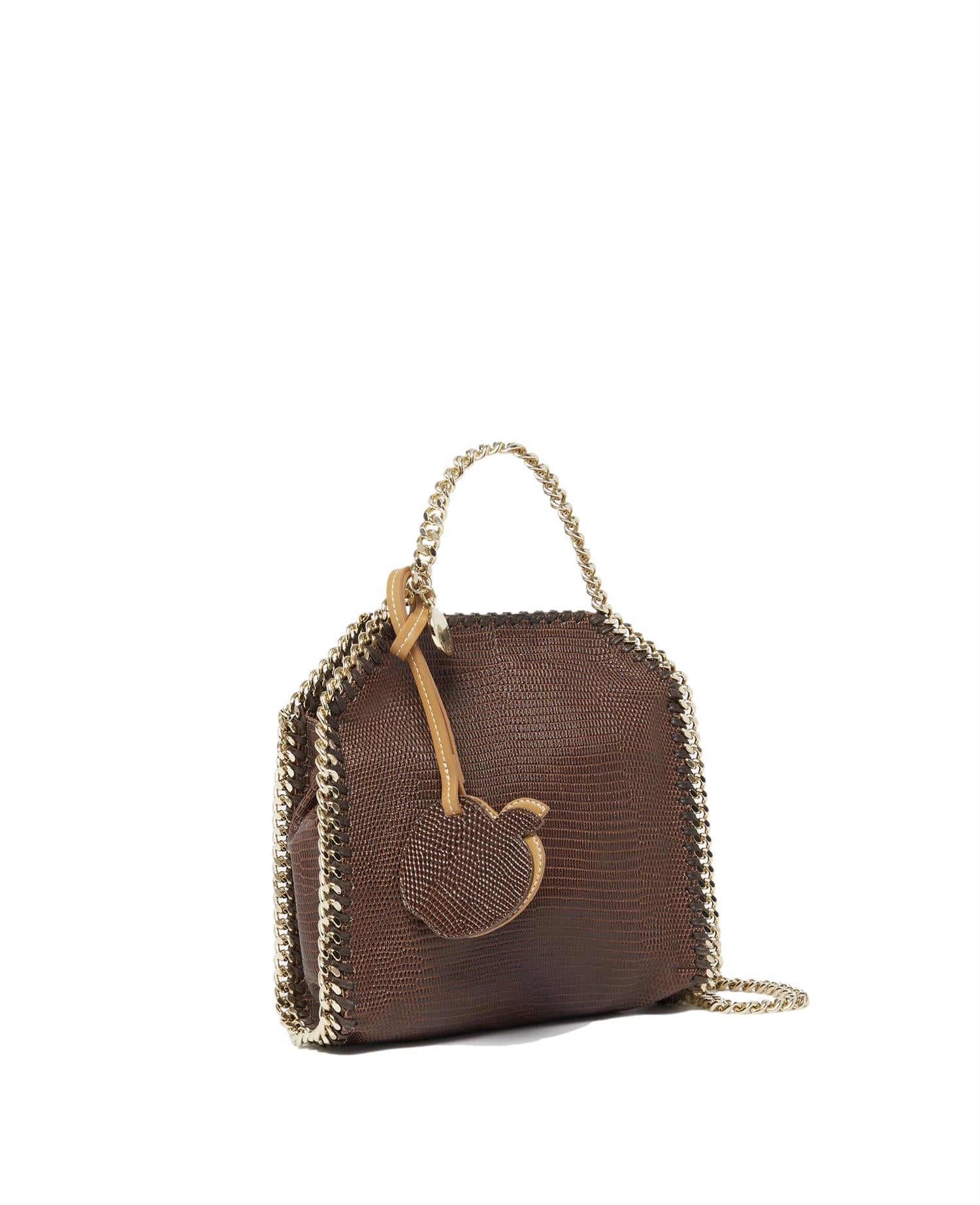 Stella McCartney Falabella Mini Tote Embossed Veske Mørkebrun - modostore.no