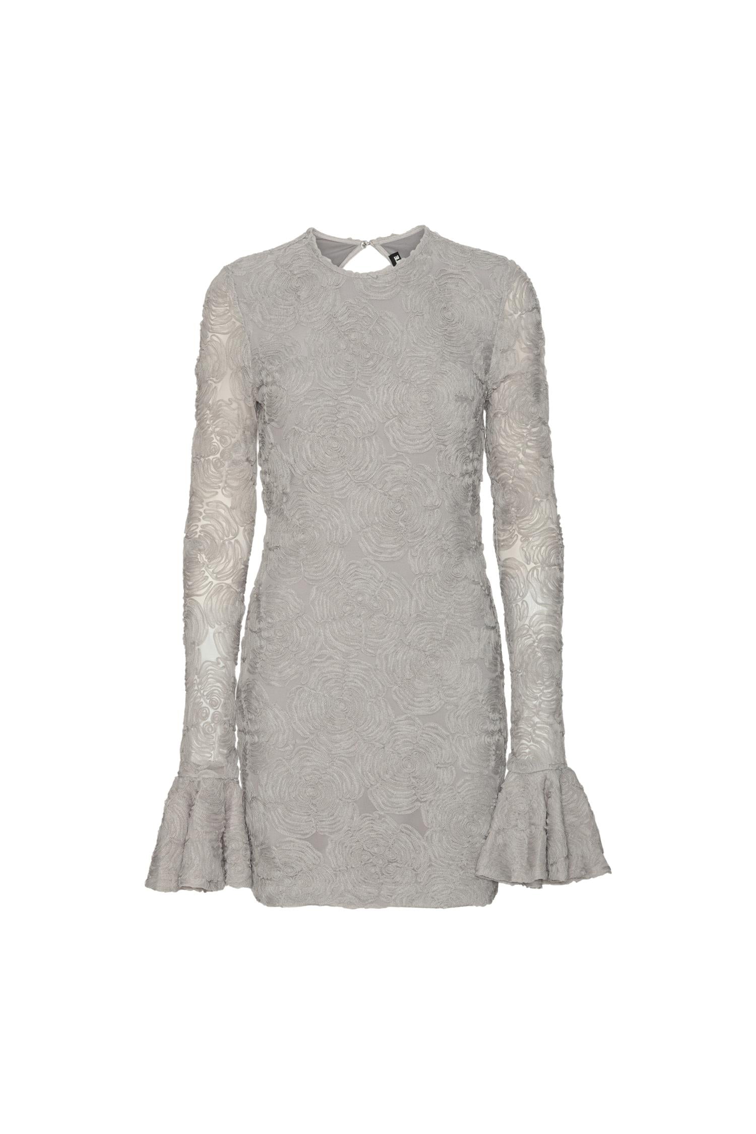 ROTATE Mesh Frill Mini Dress Kjole Lysegrå