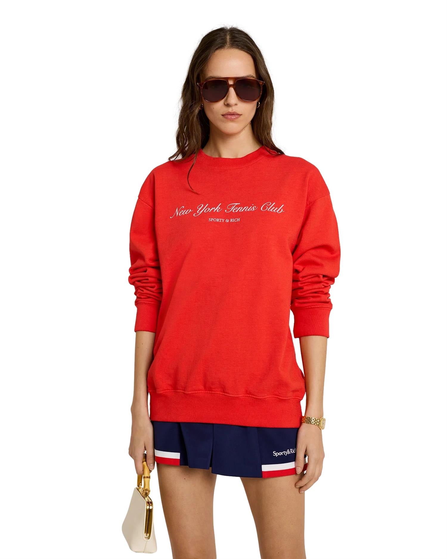 Sporty & Rich NY Tennis Club Crewneck Genser Rød - modostore.no