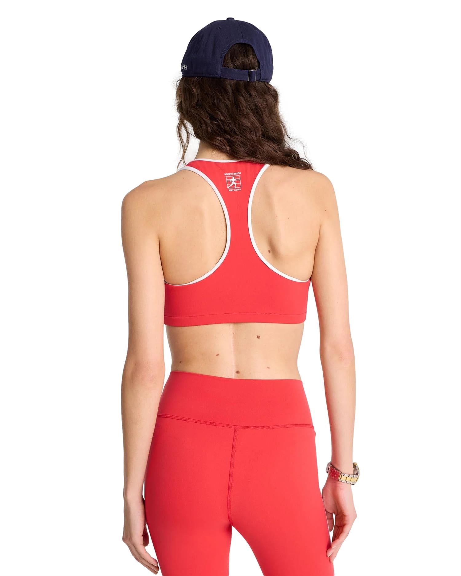 Sporty & Rich Runner Box V-Neck Sports Bra Topp Rød - modostore.no