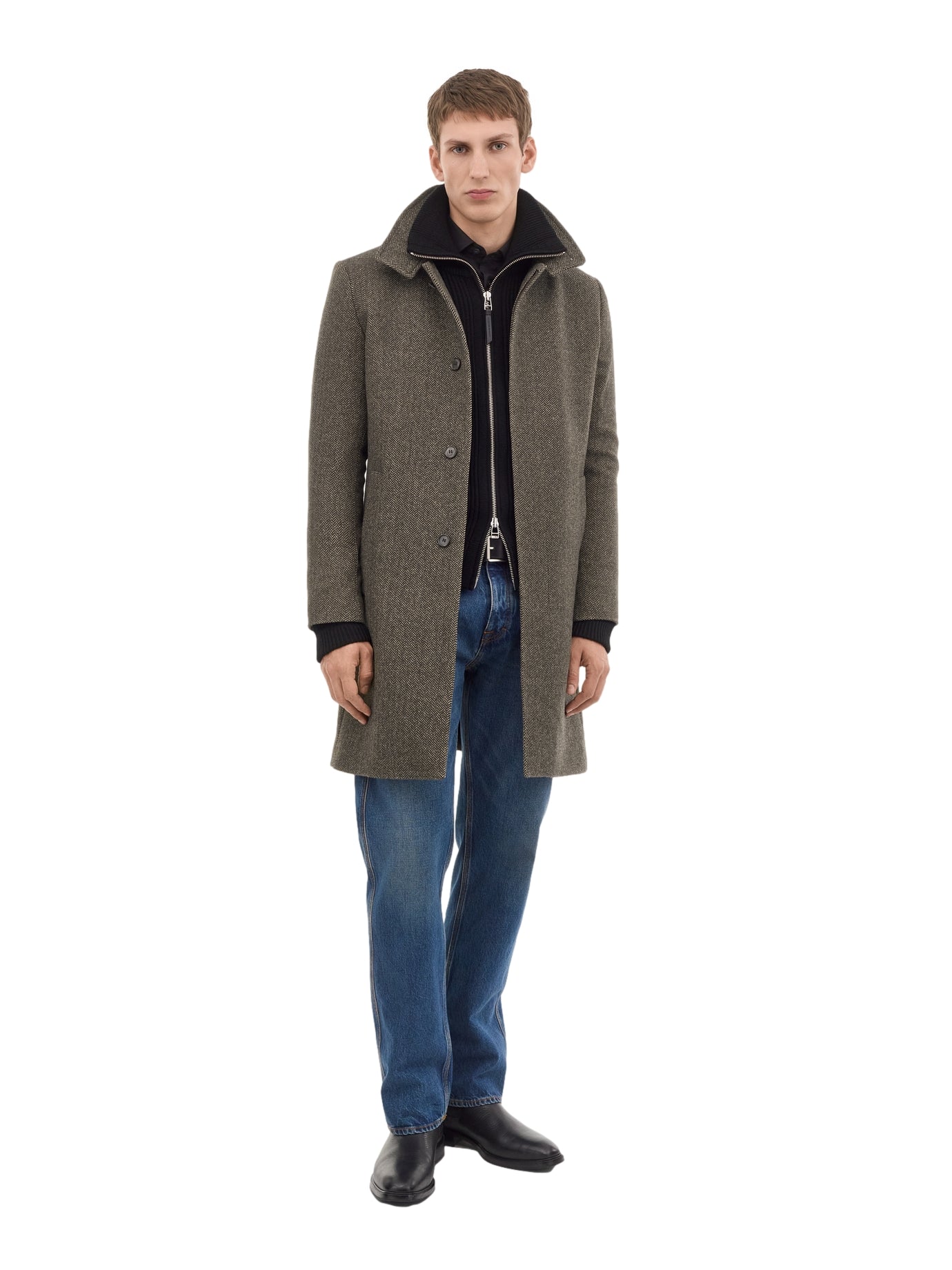 Tiger of Sweden Aleric Funnel Coat Brown Jakke Brun Mønster