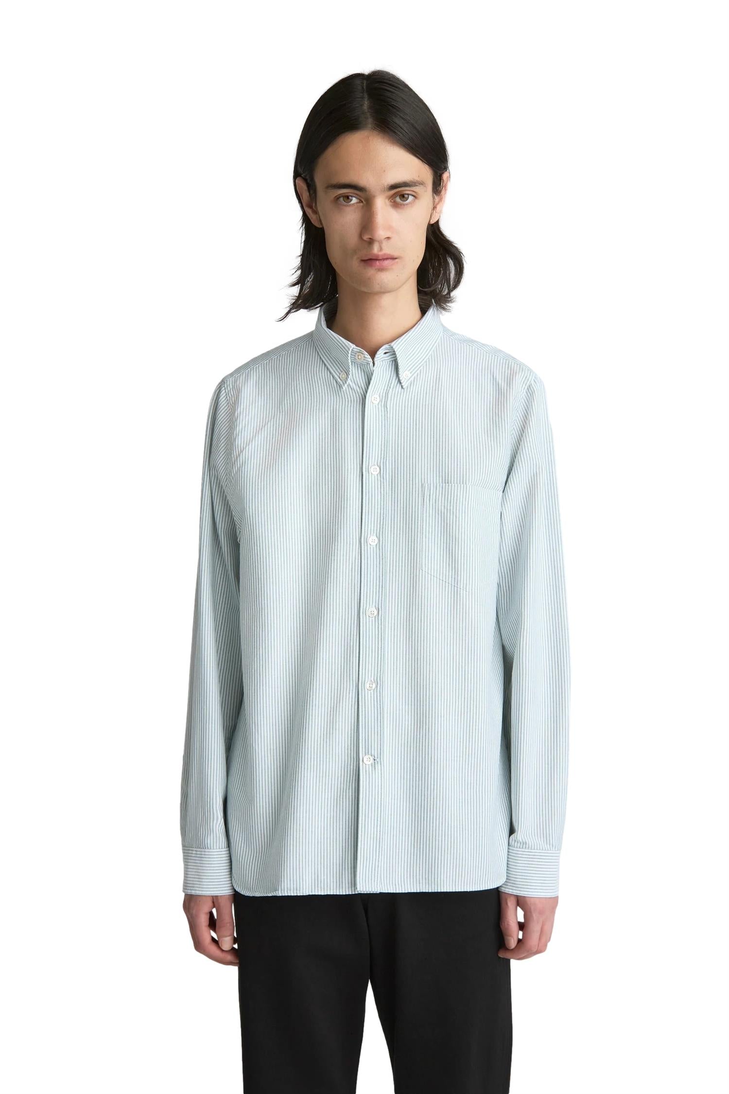 Livid Initial Green Candystripe Skjorte Hvit Og Grønn - modostore.no