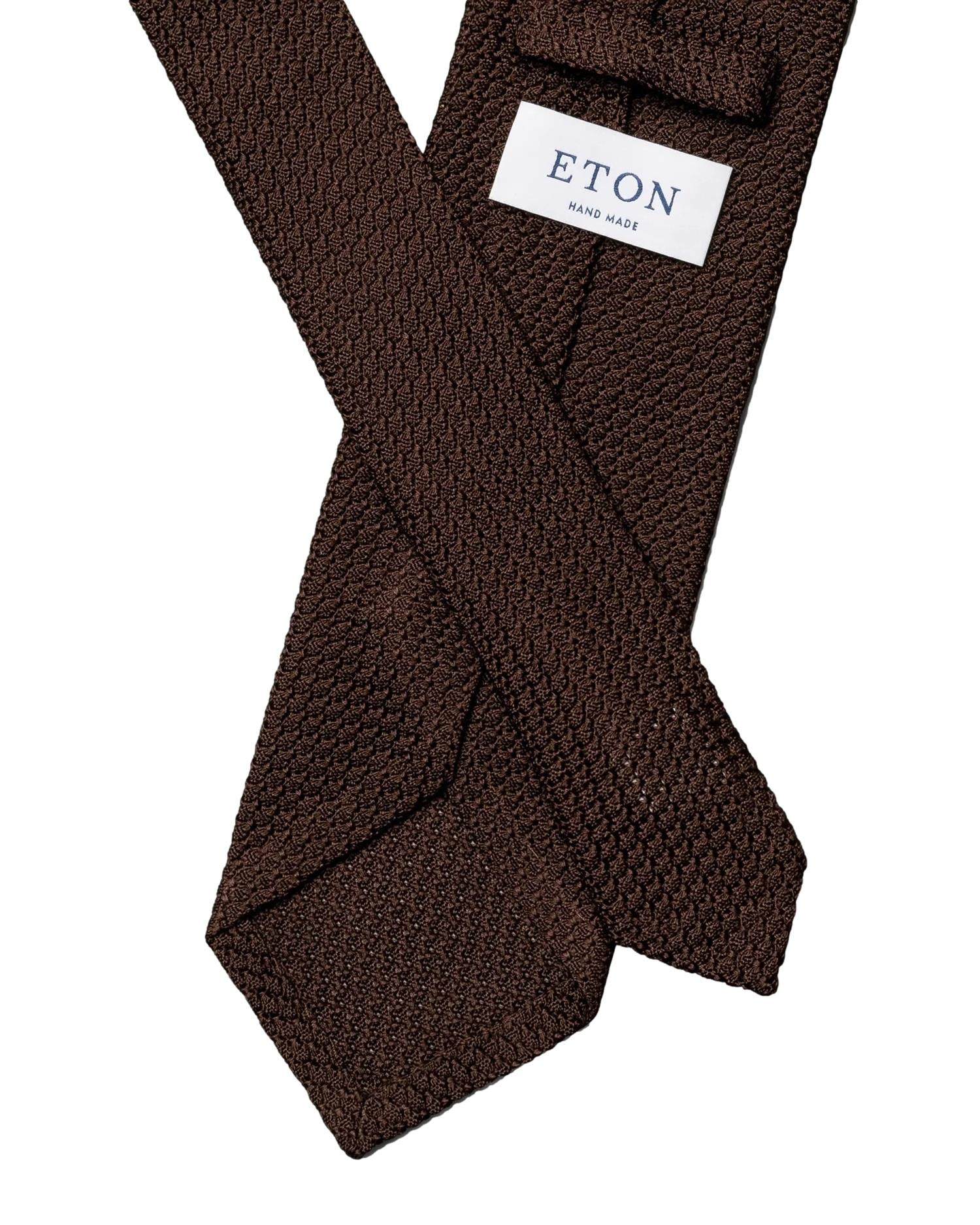 Eton Solid Grenadine Tie Slips Mørkebrun
