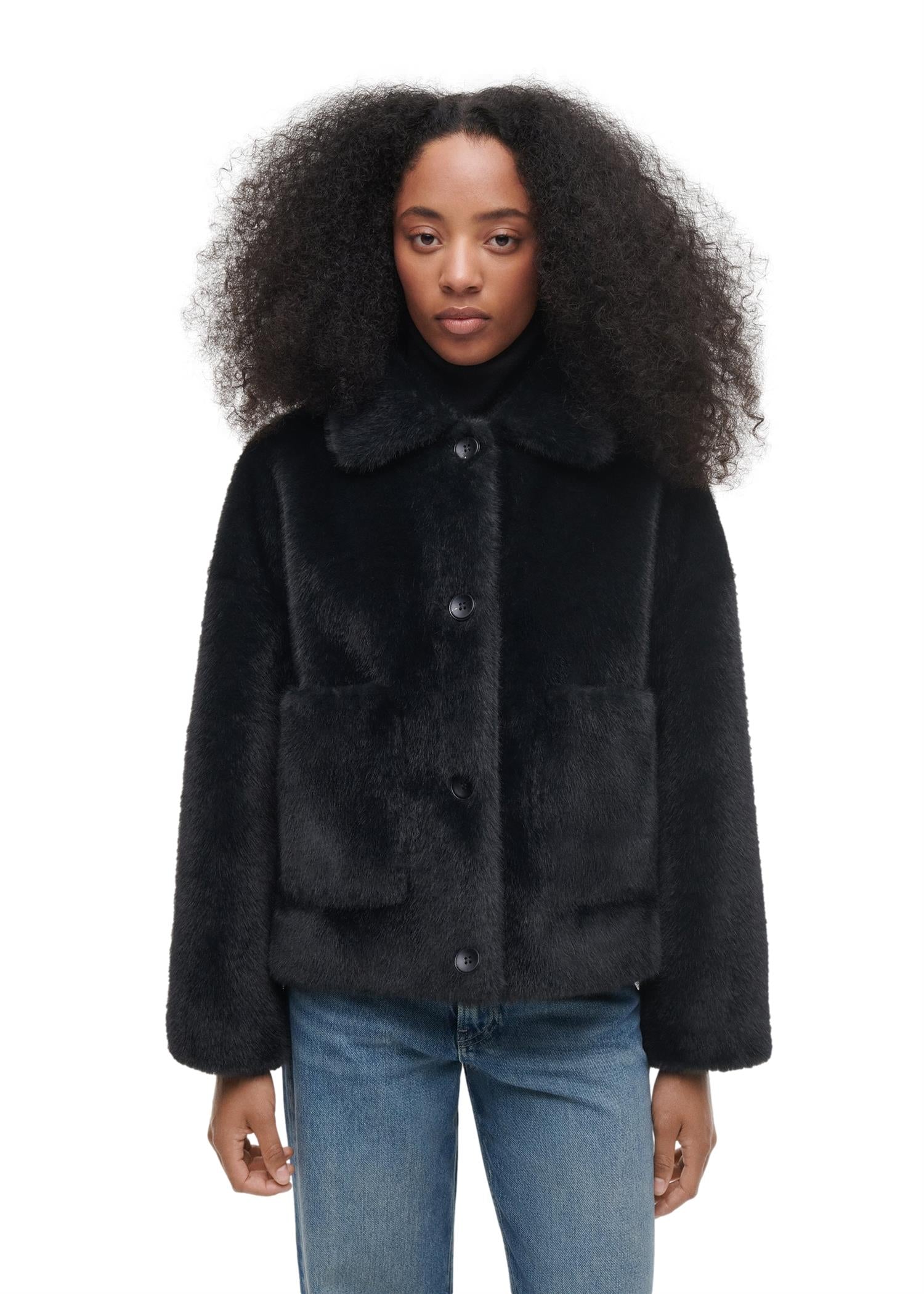 Studio AR Faje Faux Mink Jakke Sort