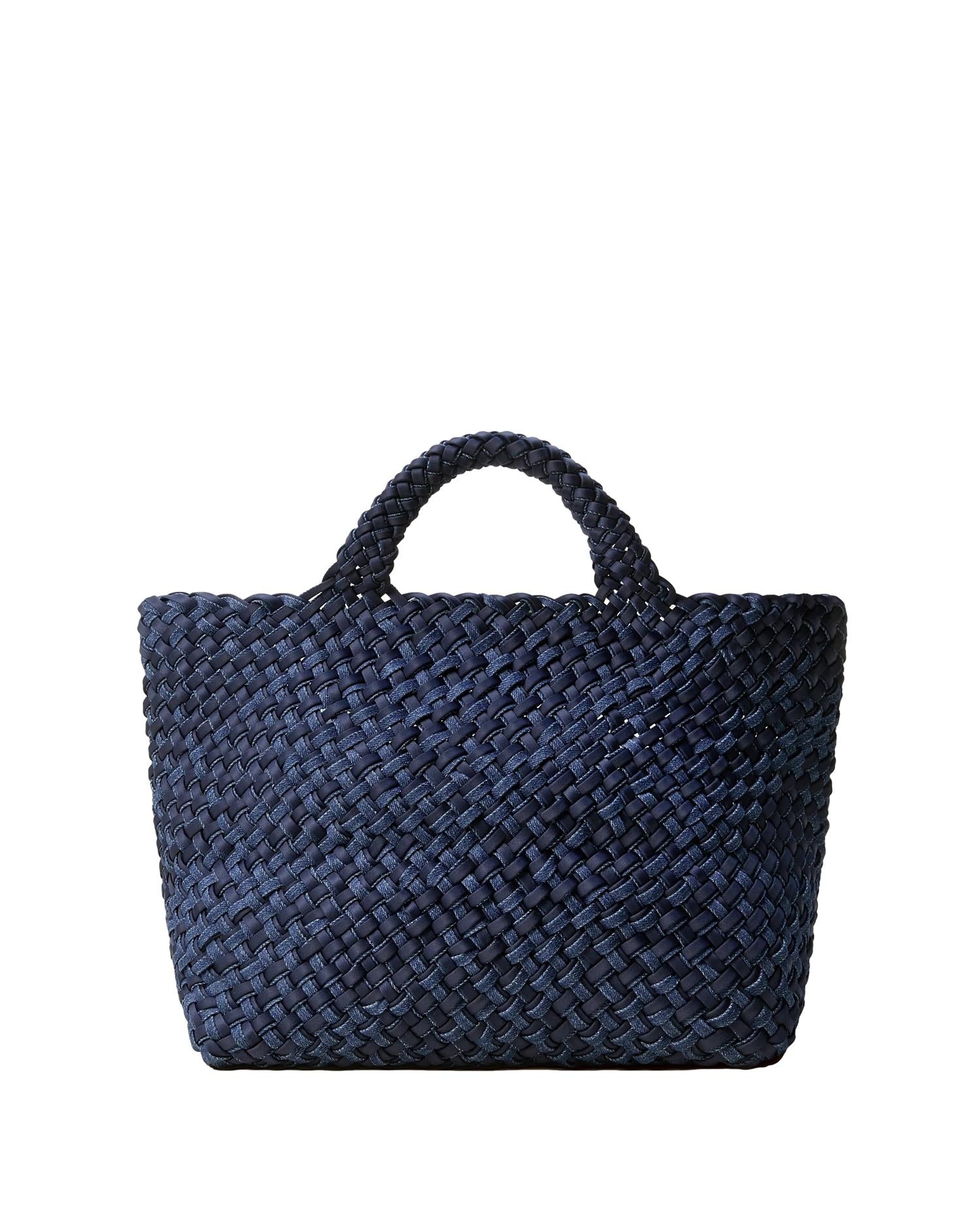 Naghedi St. Barths Medium Tote Double Weave Indigo Veske Mørk Blå Melert - modostore.no