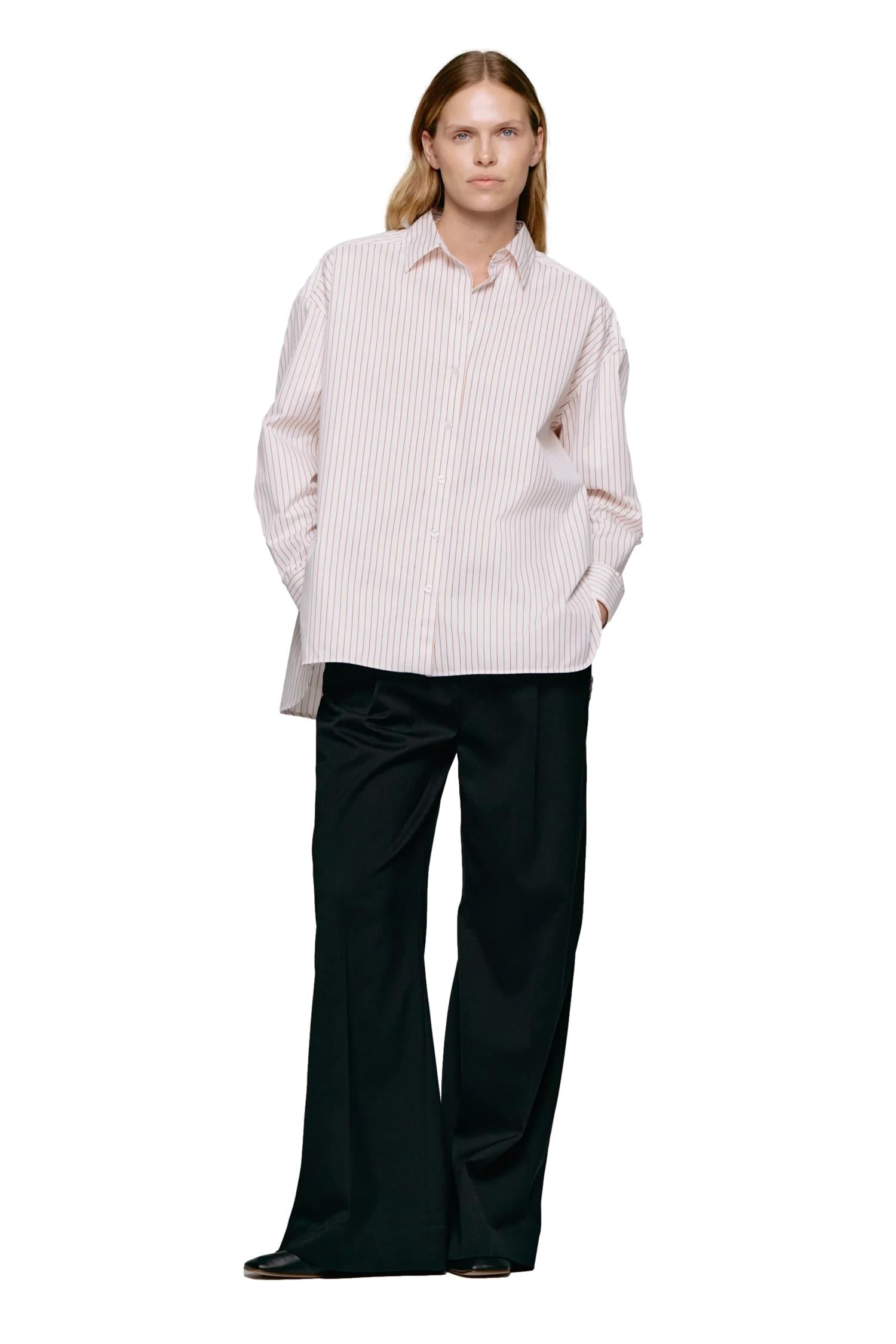 Julie Josephine Edwina Shirt Skjorte Stripet Oransje - modostore.no