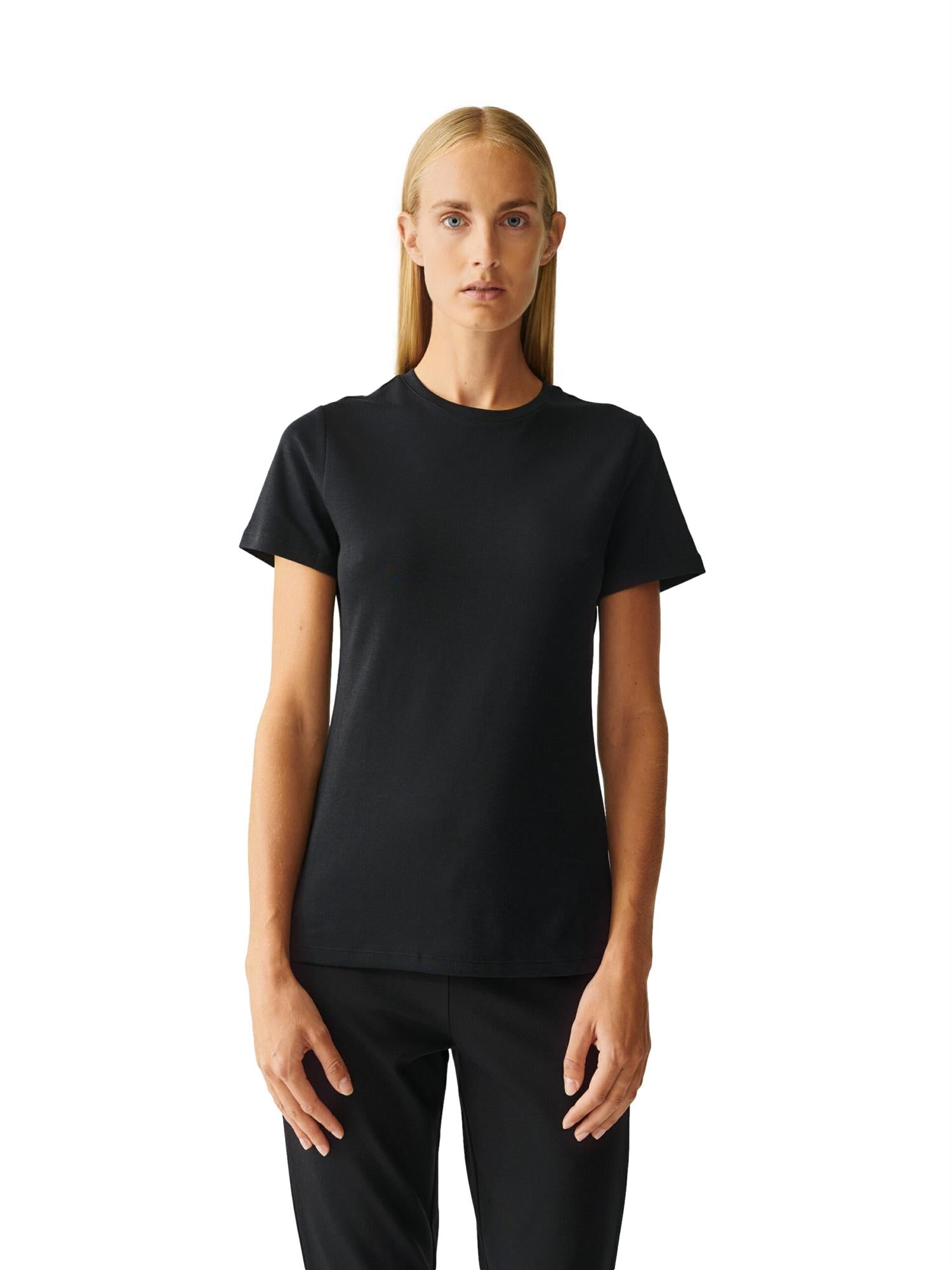 Julie Josephine Roundneck Cotton Jersey Tee T-shirt Sort - modostore.no