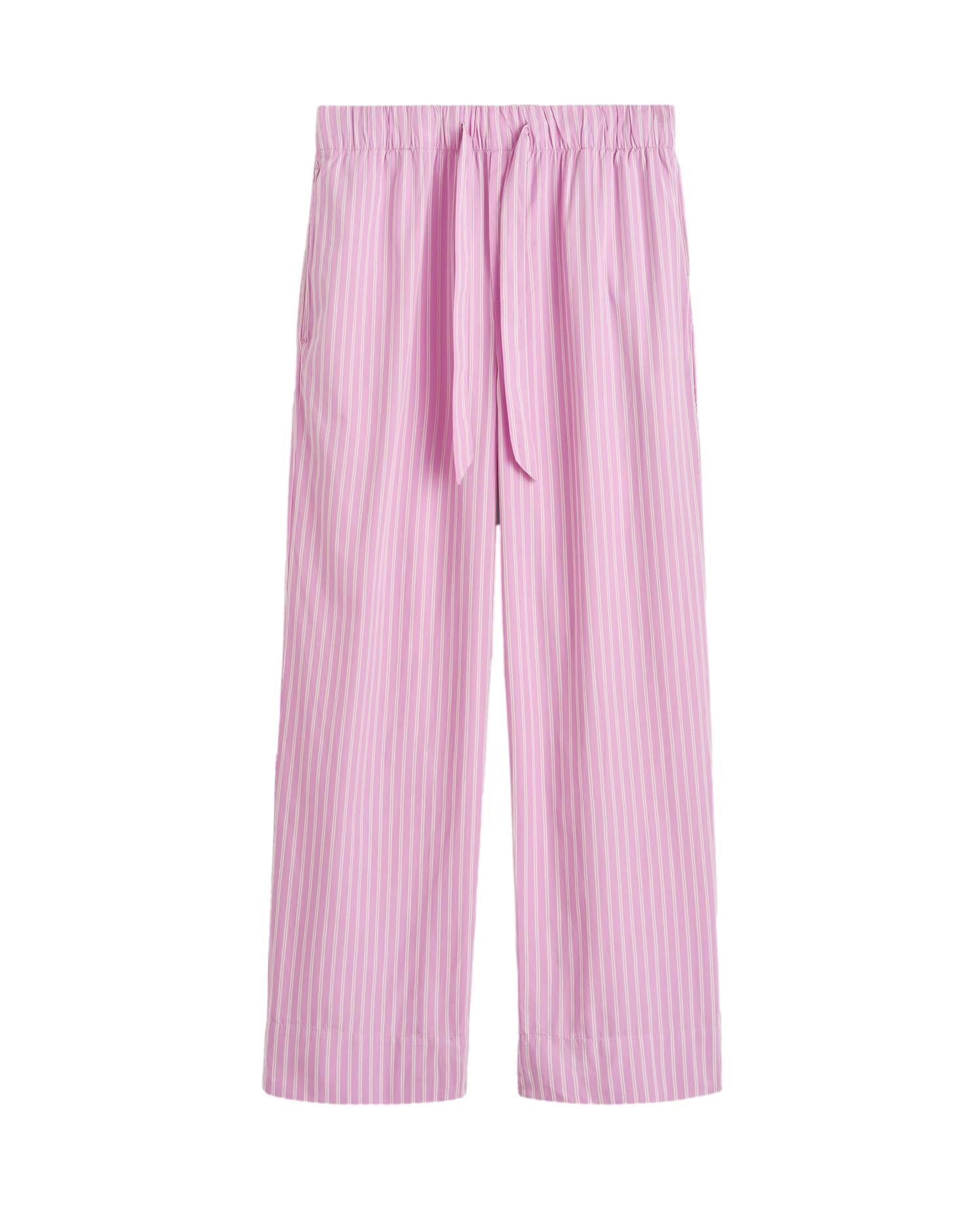 Tekla Poplin Pyjamas Pants Purple Pink Stripes Undertøy Rosa