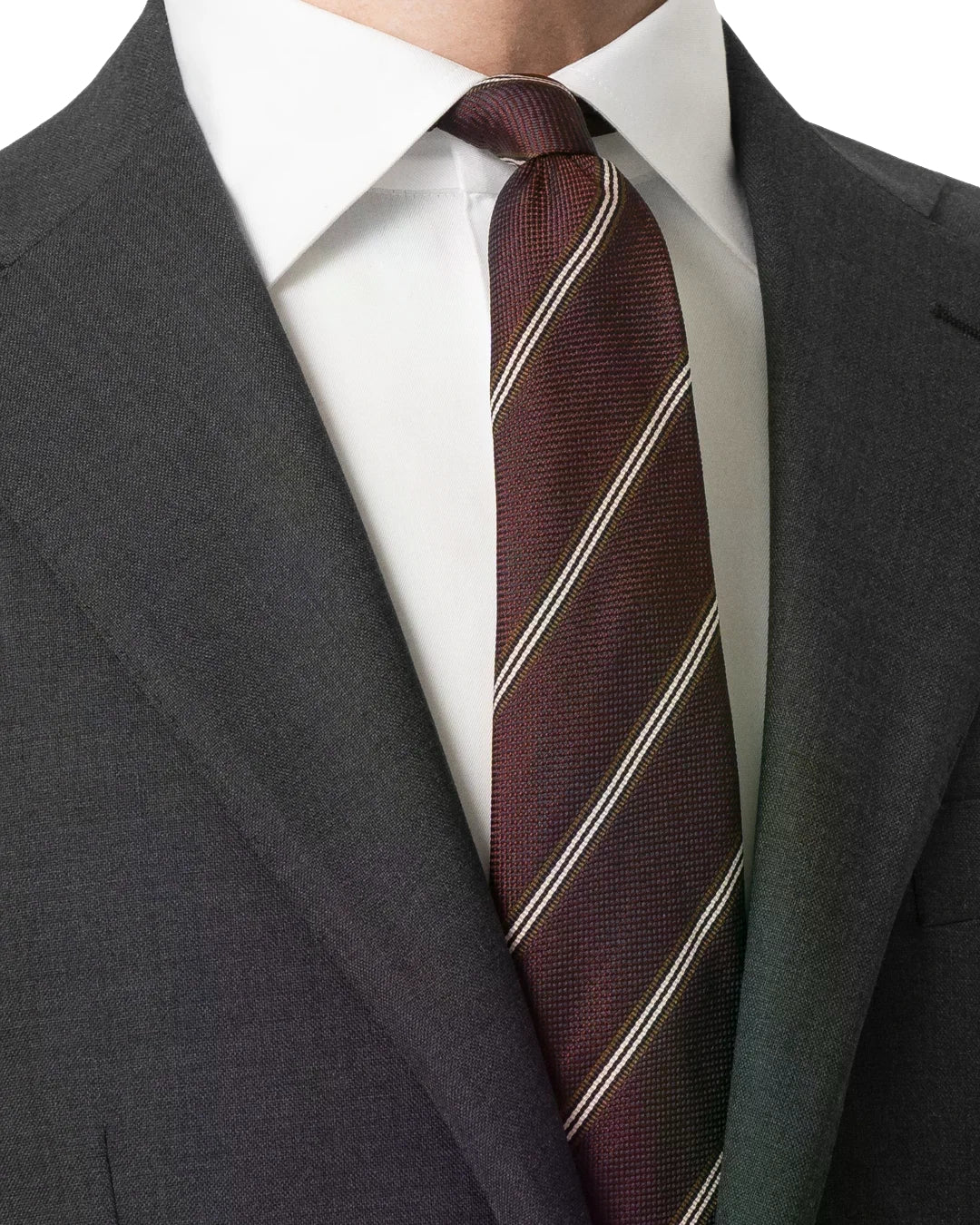 Eton Striped Woven Silk Tie Dark Red Slips Burgunder