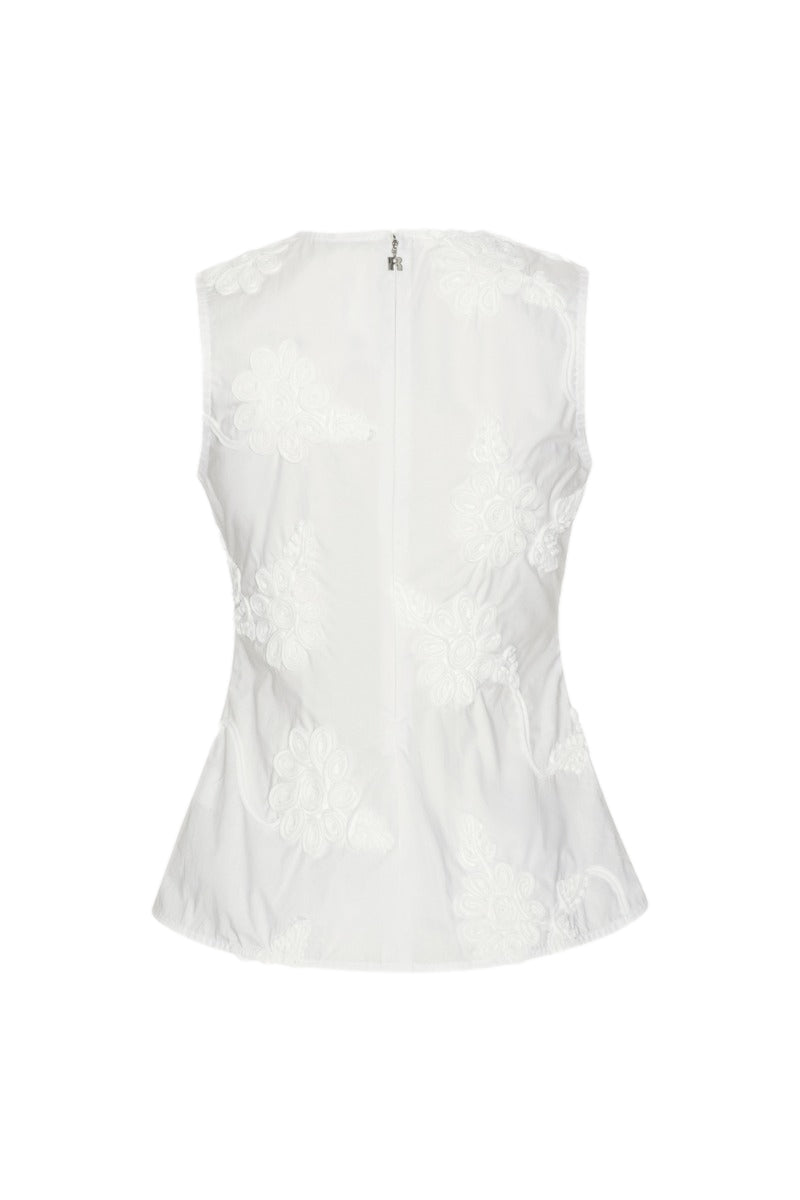 ROTATE Flower Sleeveless Top Topp Hvit - modostore.no