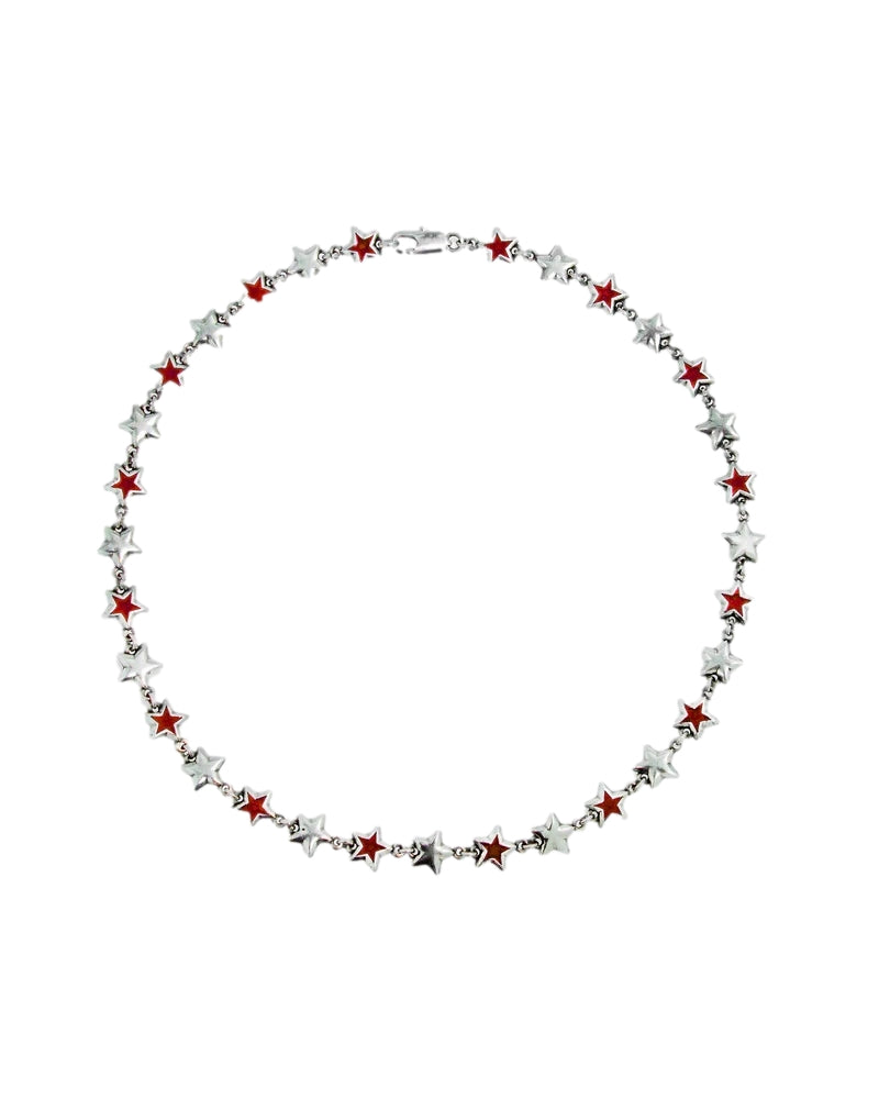 TwoJeys Red Enameled Stars Necklace Smykke Sølv Og Rød - modostore.no