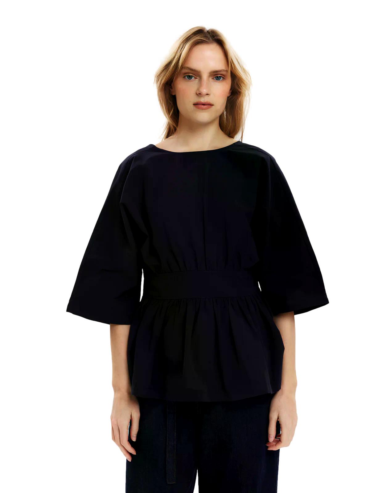 Once Untold Peyton Tie Back Blouse Topp Mørkeblå - modostore.no