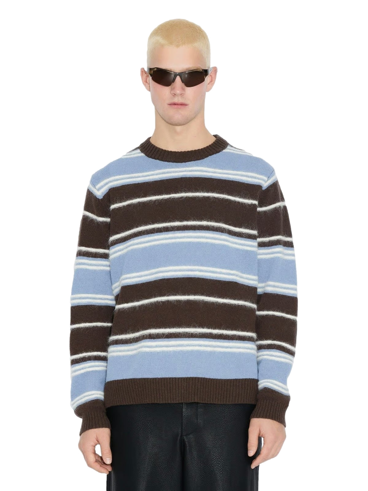 Holzweiler WOOL STRIPE CREW Genser Lyseblå Striper - modostore.no