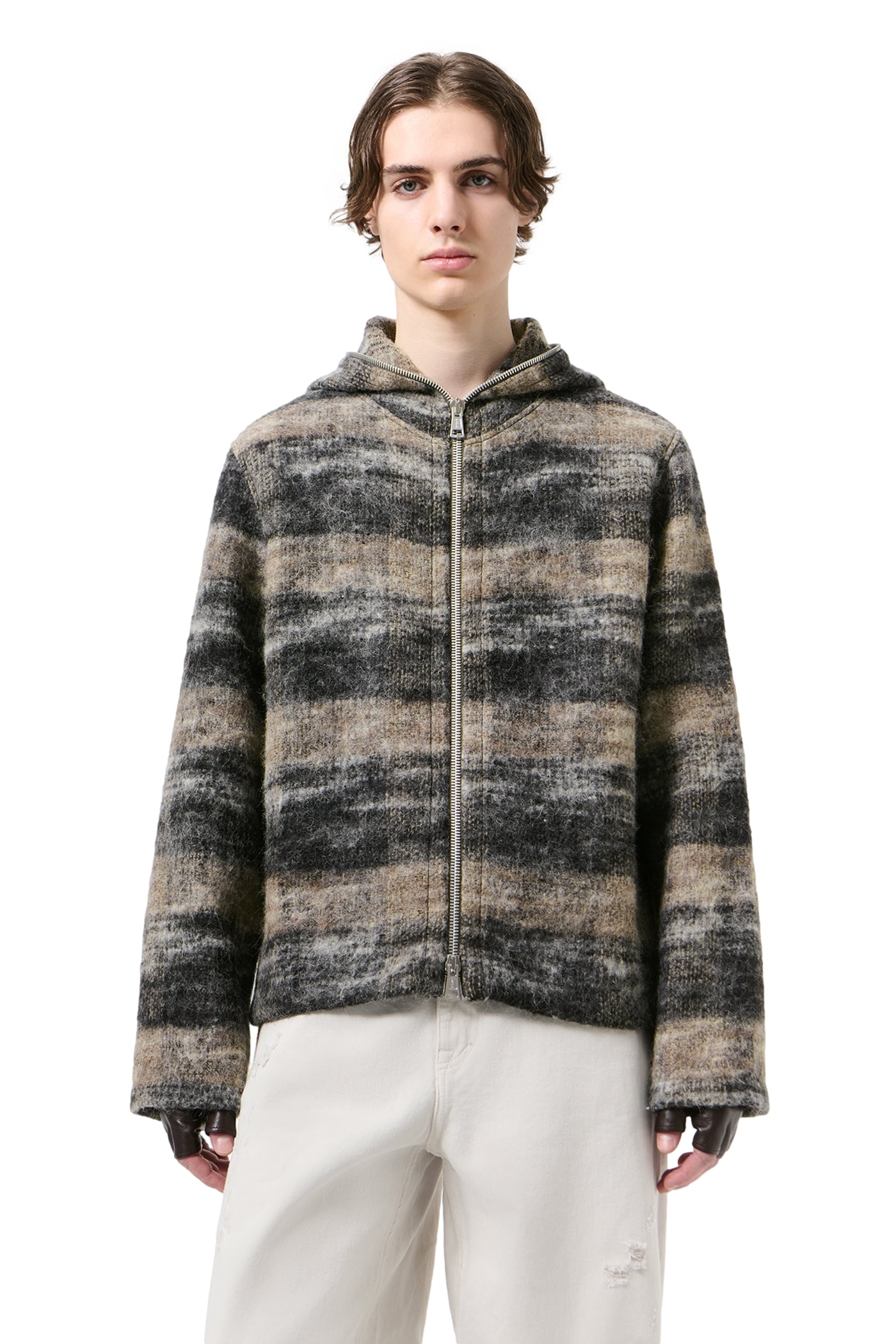 Our Legacy Full Zip Hood Hettegenser Brun Og Sort