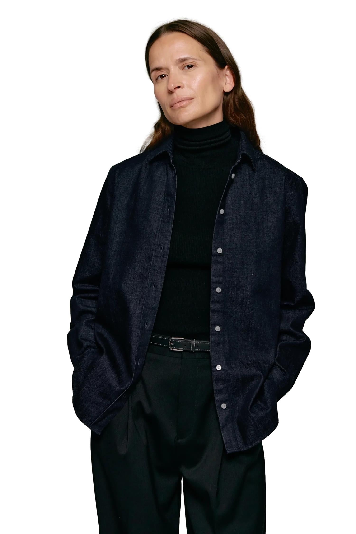 Julie Josephine Liv Denim Shirt Skjorte Mørkeblå - modostore.no