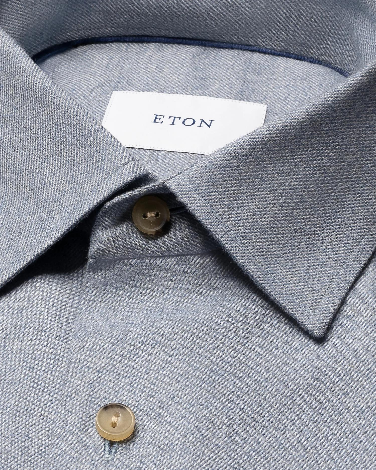 Eton Solid Flannel Shirt Skjorte Lys Blå Melert - modostore.no