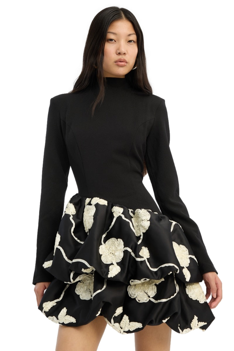 ROTATE 3D Flower Bubble Dress Kjole Sort Og Hvit