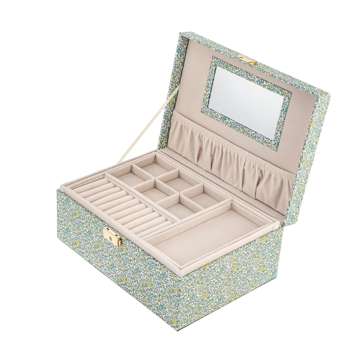 Bon Dep Jewelry Box Square Liberty Millie Green Smykkeskrin Turkis Mønster - modostore.no