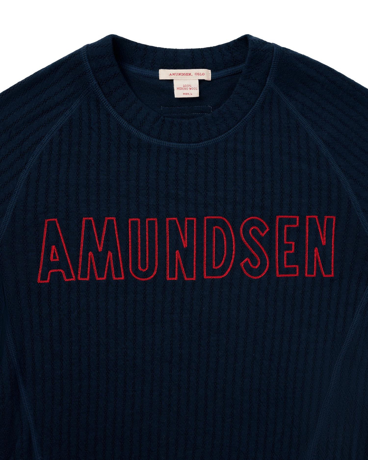 Amundsen Hero's Hide Crew Neck Mens Ullundertøy Mørkeblå