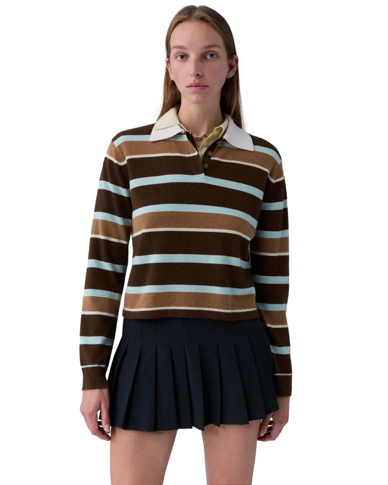 Guest In Residence Cropped Stripe Rugby Genser Brun Mønster