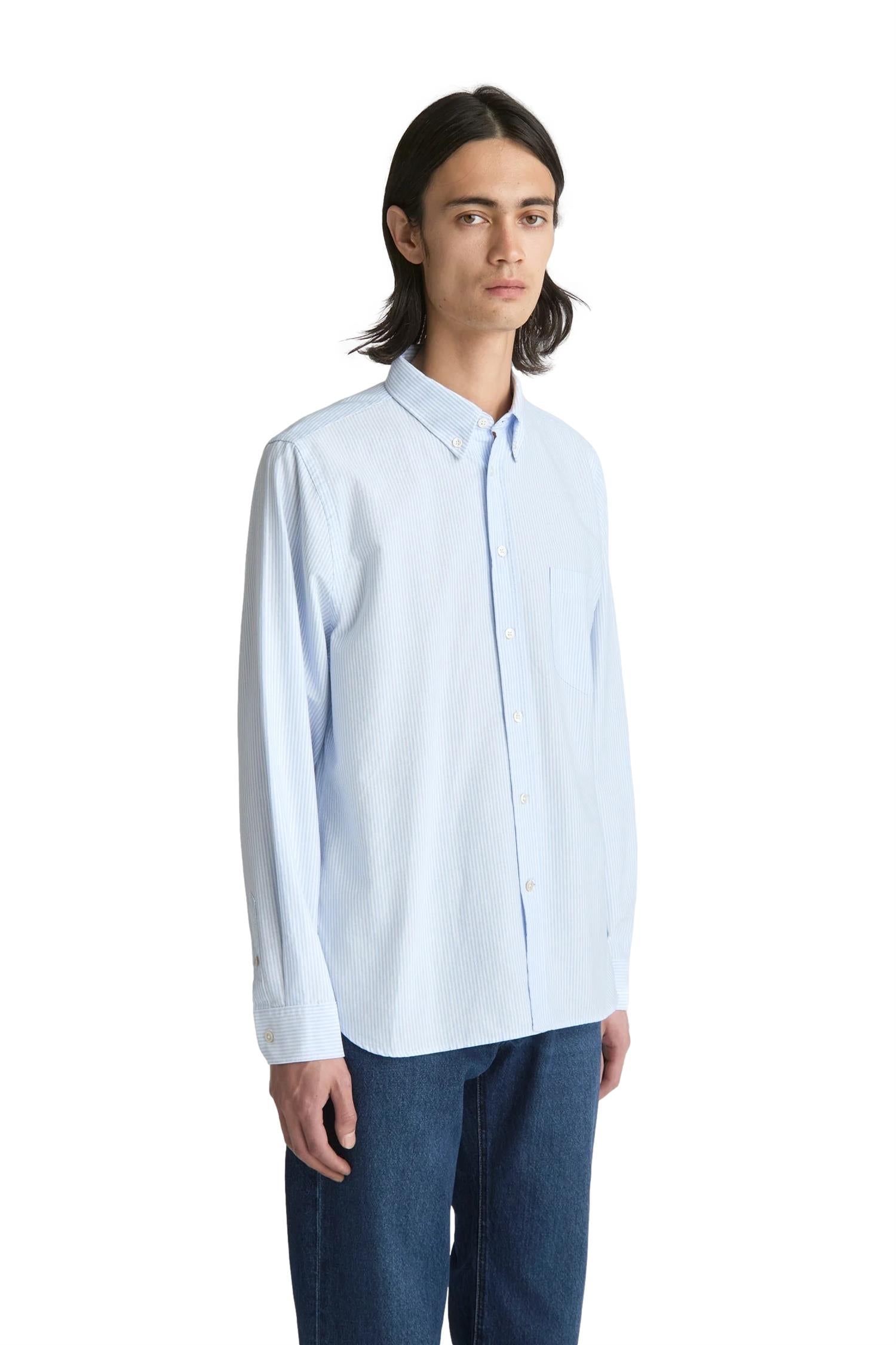 Livid Initial Celeste Candystripe Ox Skjorte Lyseblå Striper - modostore.no