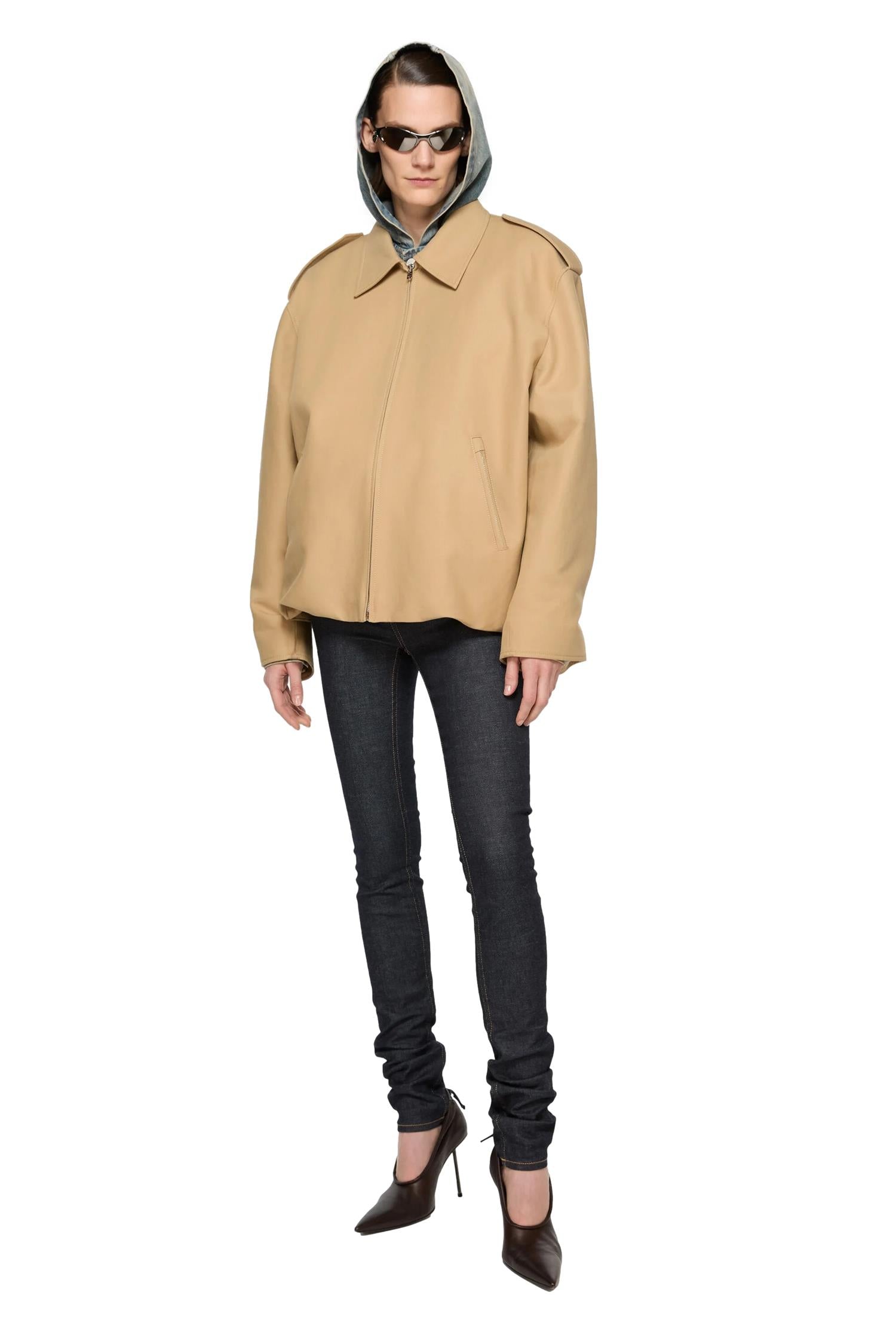 Acne Cotton Satin Jacket Jakke Beige - modostore.no
